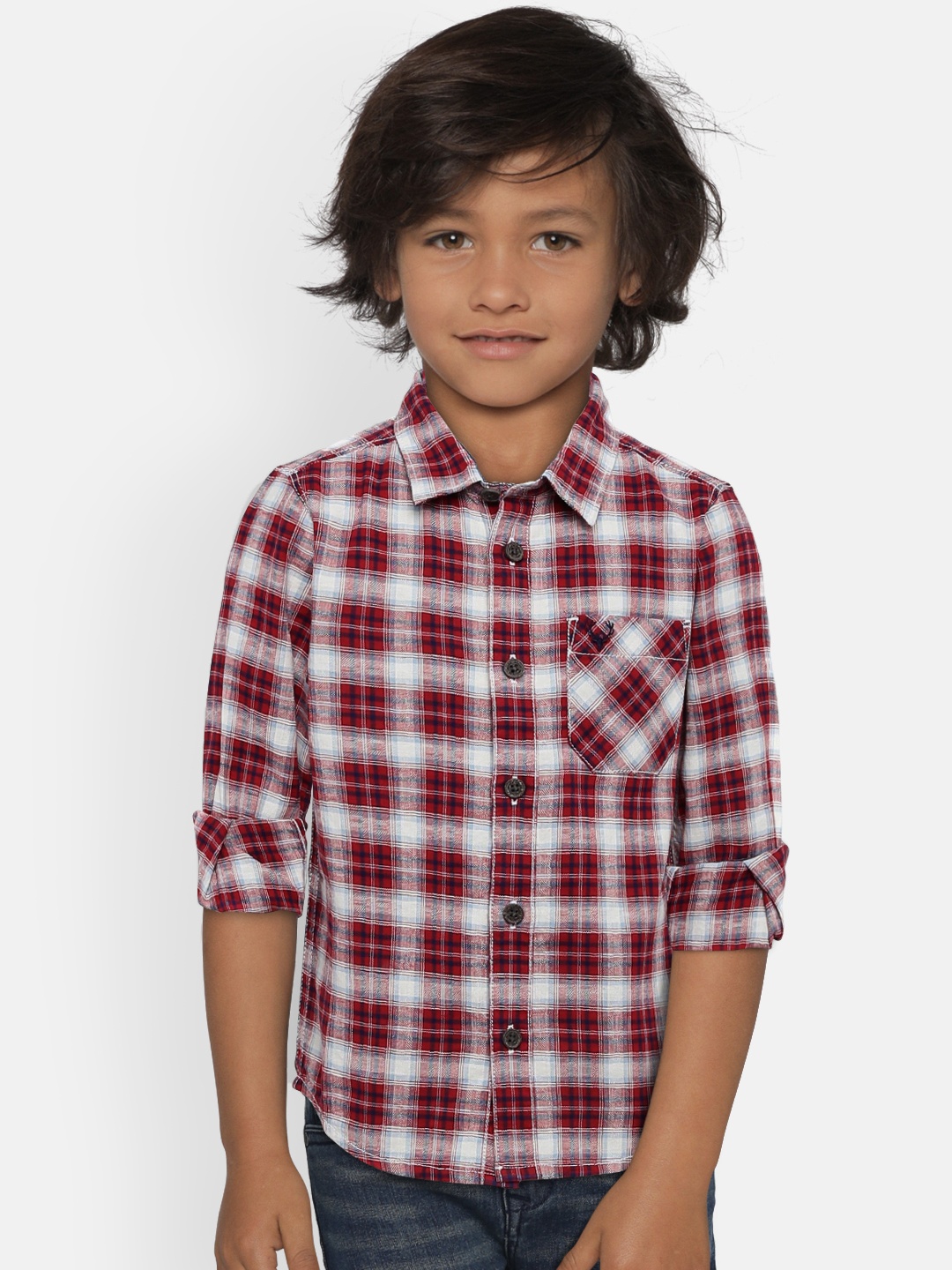 

Allen Solly Junior Boys Red & White Checked Casual Shirt