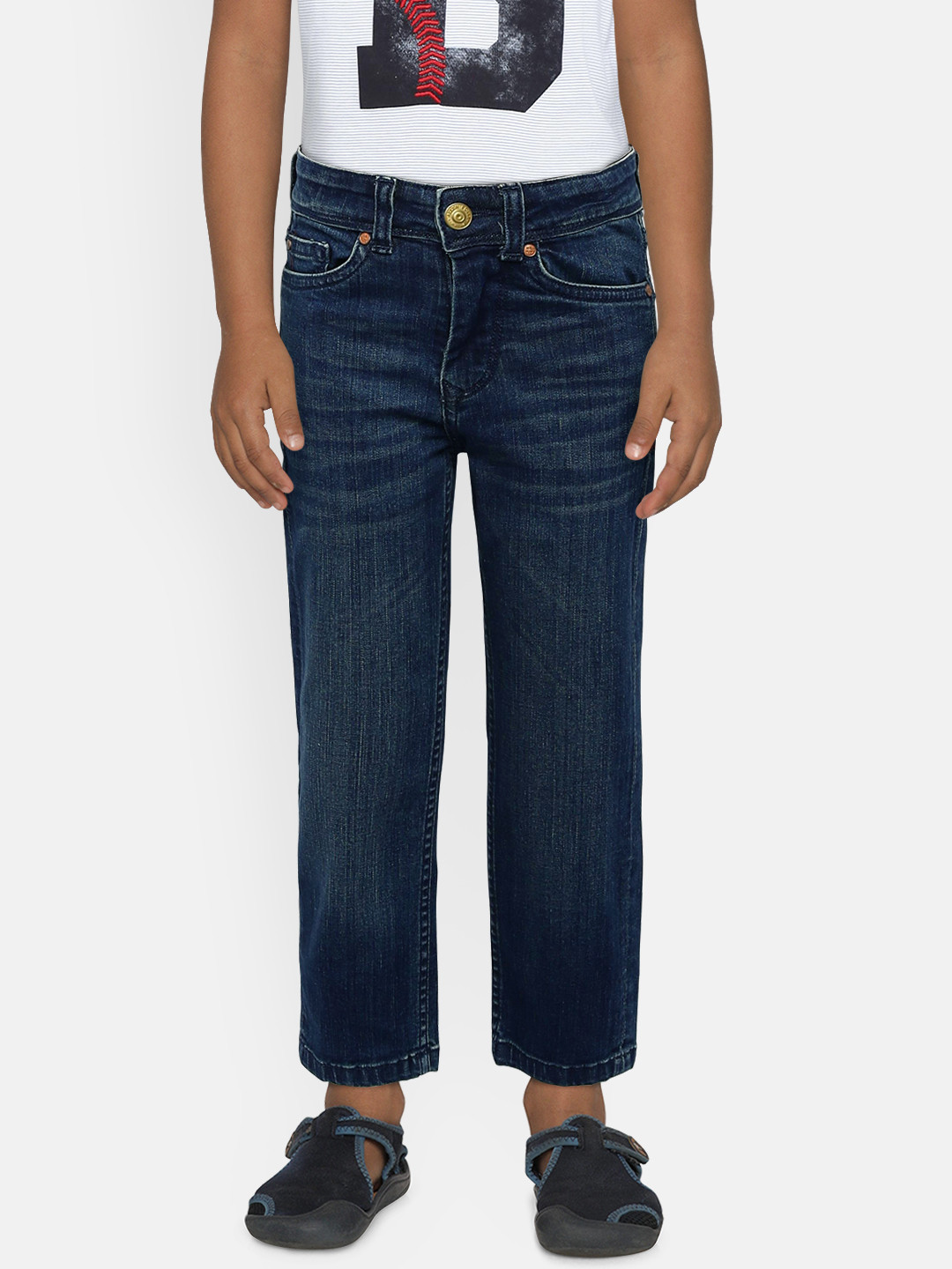 

Allen Solly Junior Boys Blue Solid Mid-Rise Clean Look Jeans