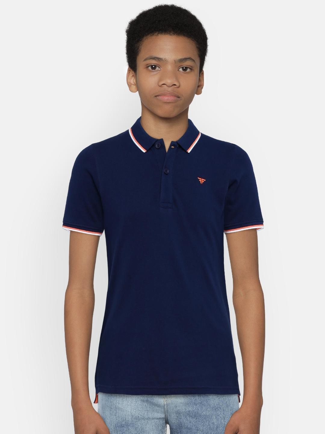 

Fame Forever by Lifestyle Boys Navy Blue Solid Polo Collar T-shirt