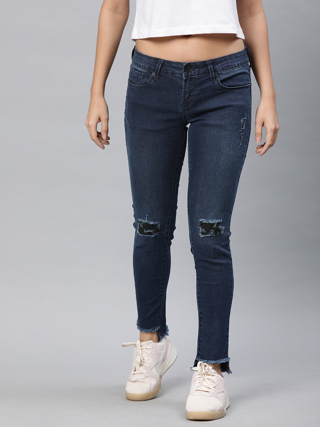 

Pepe Jeans Women Blue Mia Jegging Fit Mid-Rise Mildly Distress Stretchable Jeans