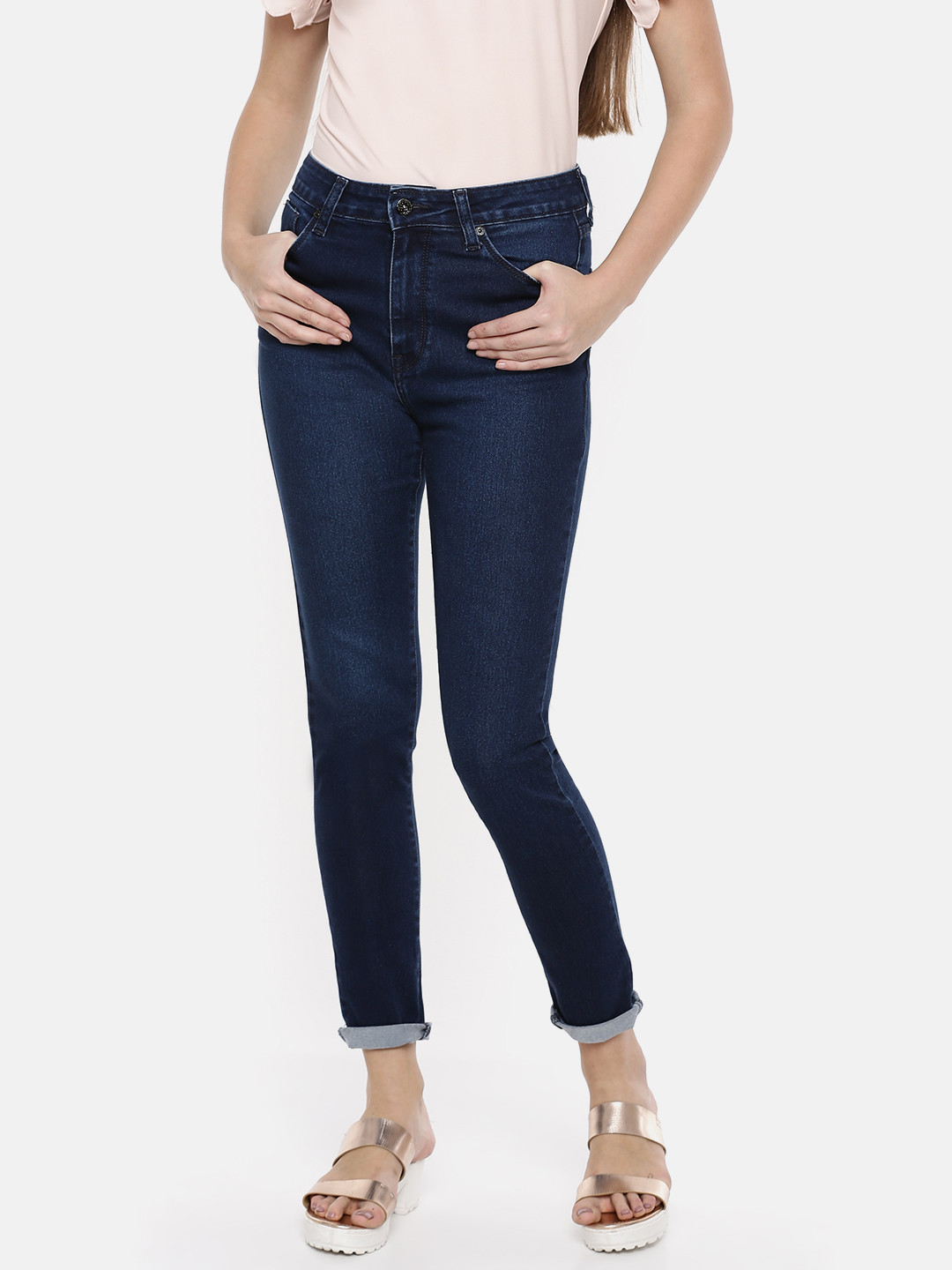 

Pepe Jeans Women Blue Dion Skinny Fit High-Rise Clean Look Stretchable Jeans
