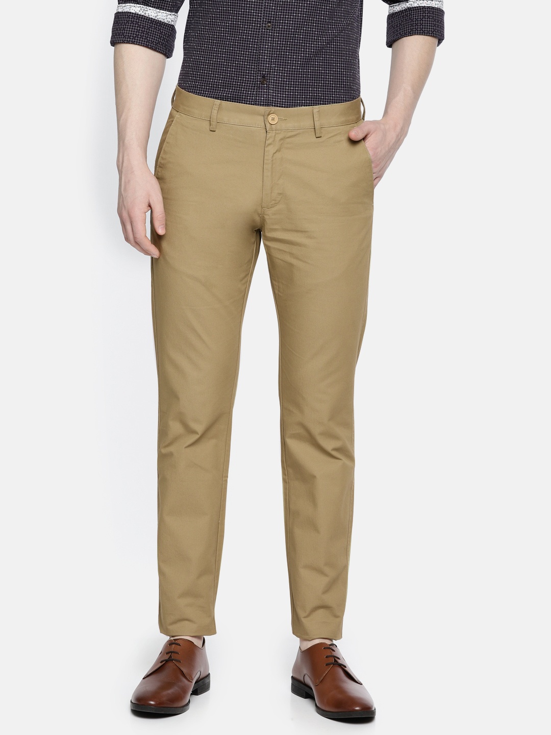 

Peter England Casuals Men Khaki Slim Fit Solid Chinos
