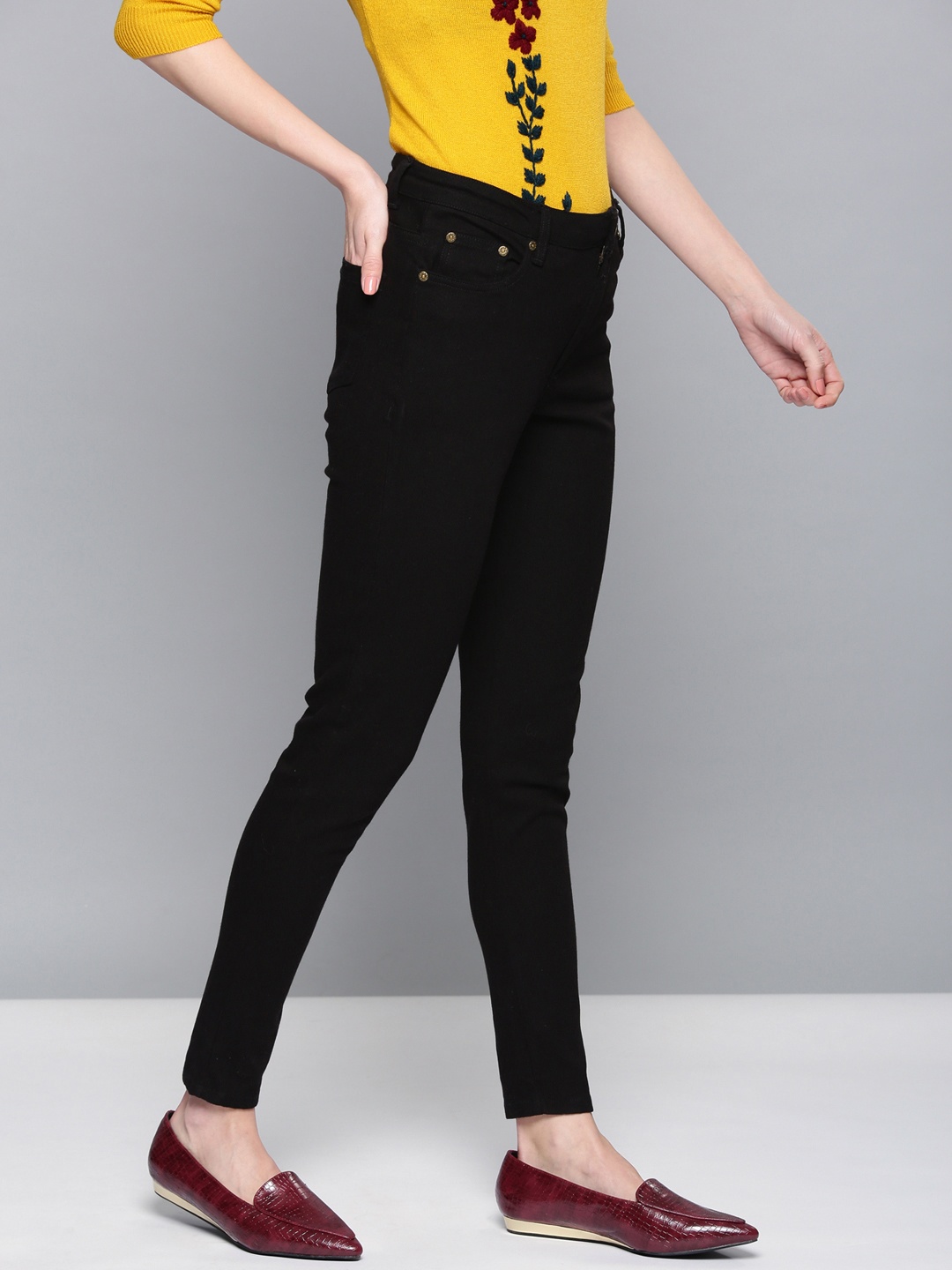 

Chemistry Women Skinny Fit Mid-Rise Clean Look Stretchable Jeans, Black