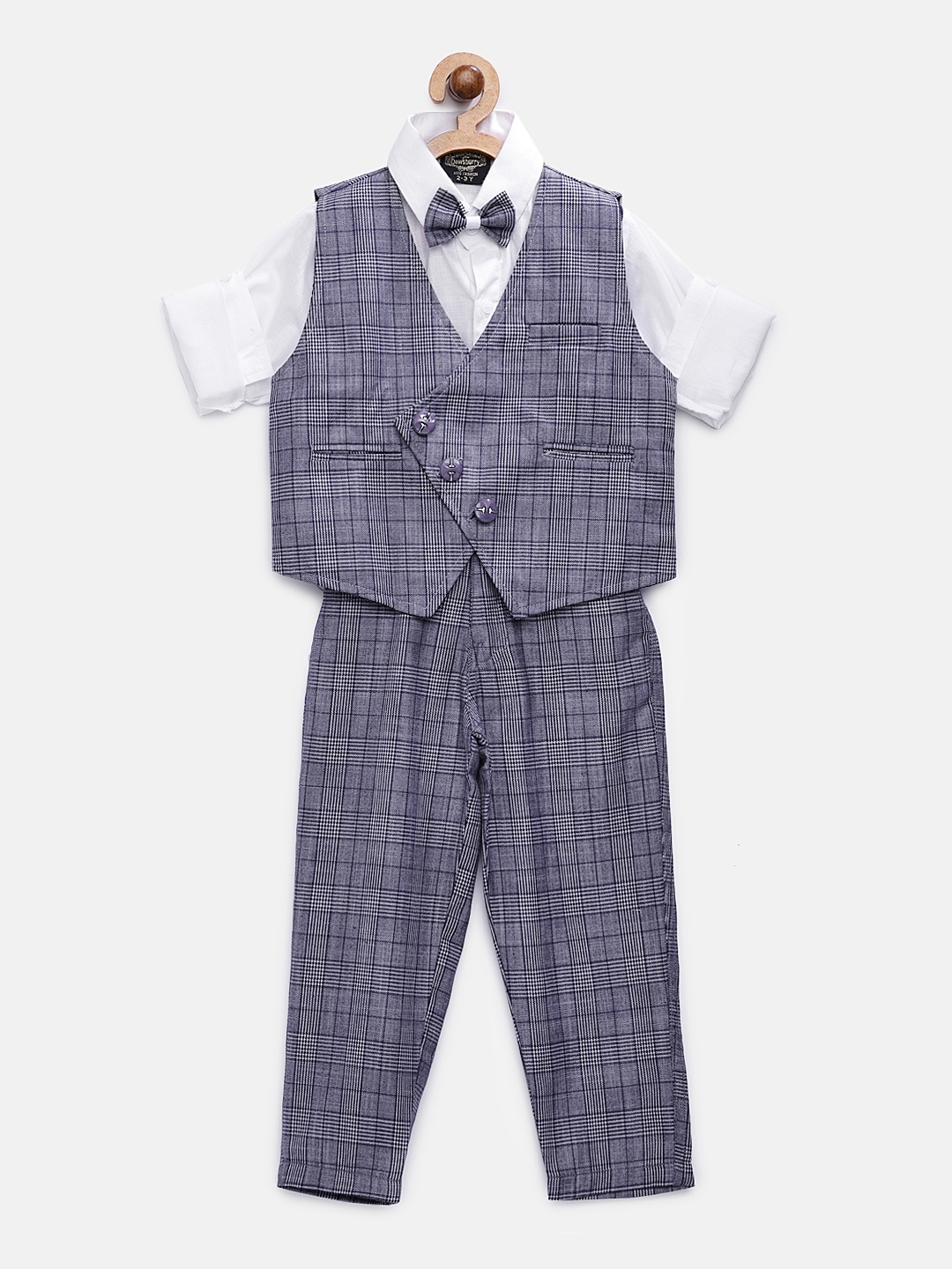 

RIKIDOOS Boys White & Grey Solid Shirt with Trousers