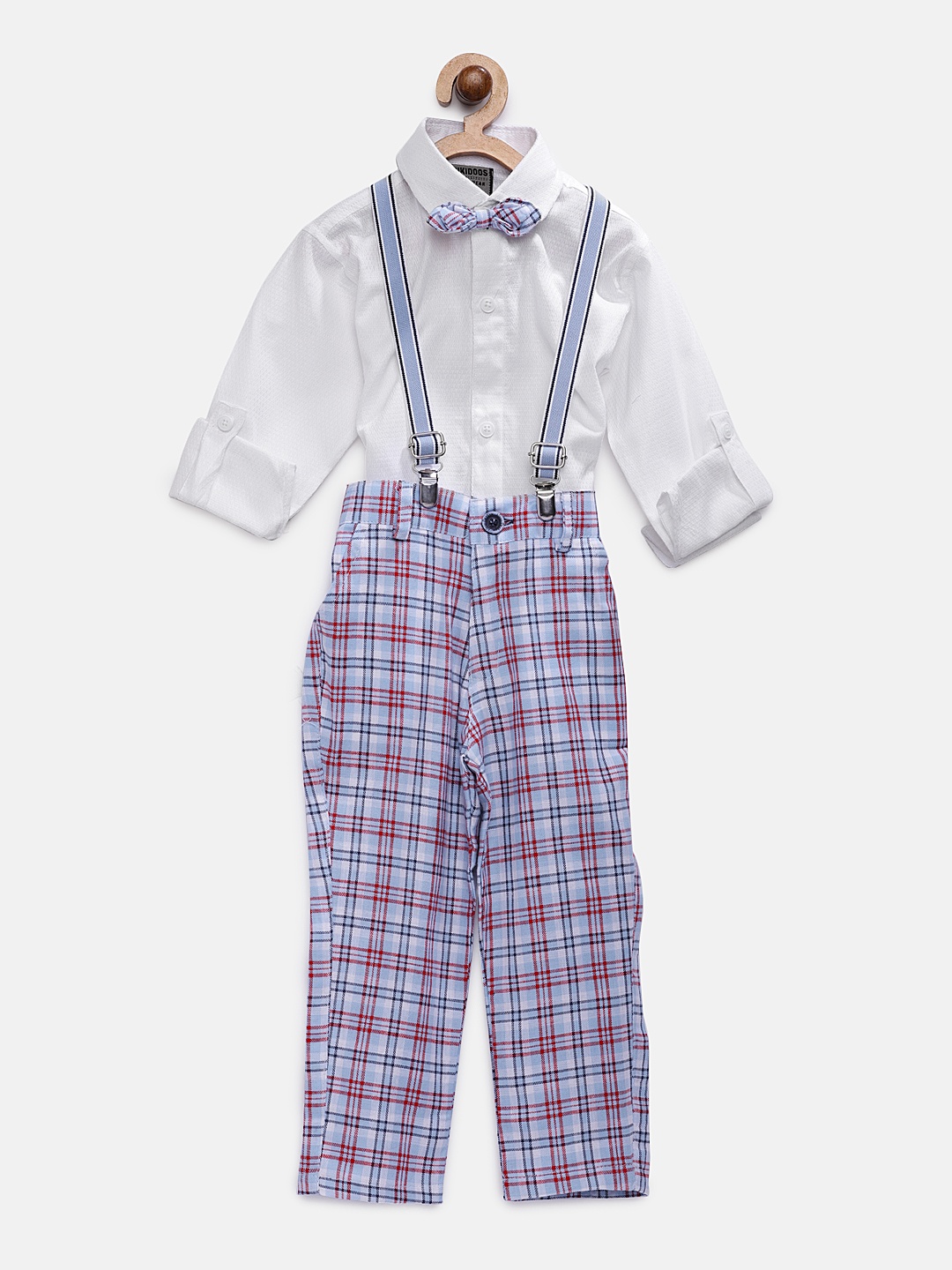 

RIKIDOOS Boys White & Blue Solid Shirt with Trousers