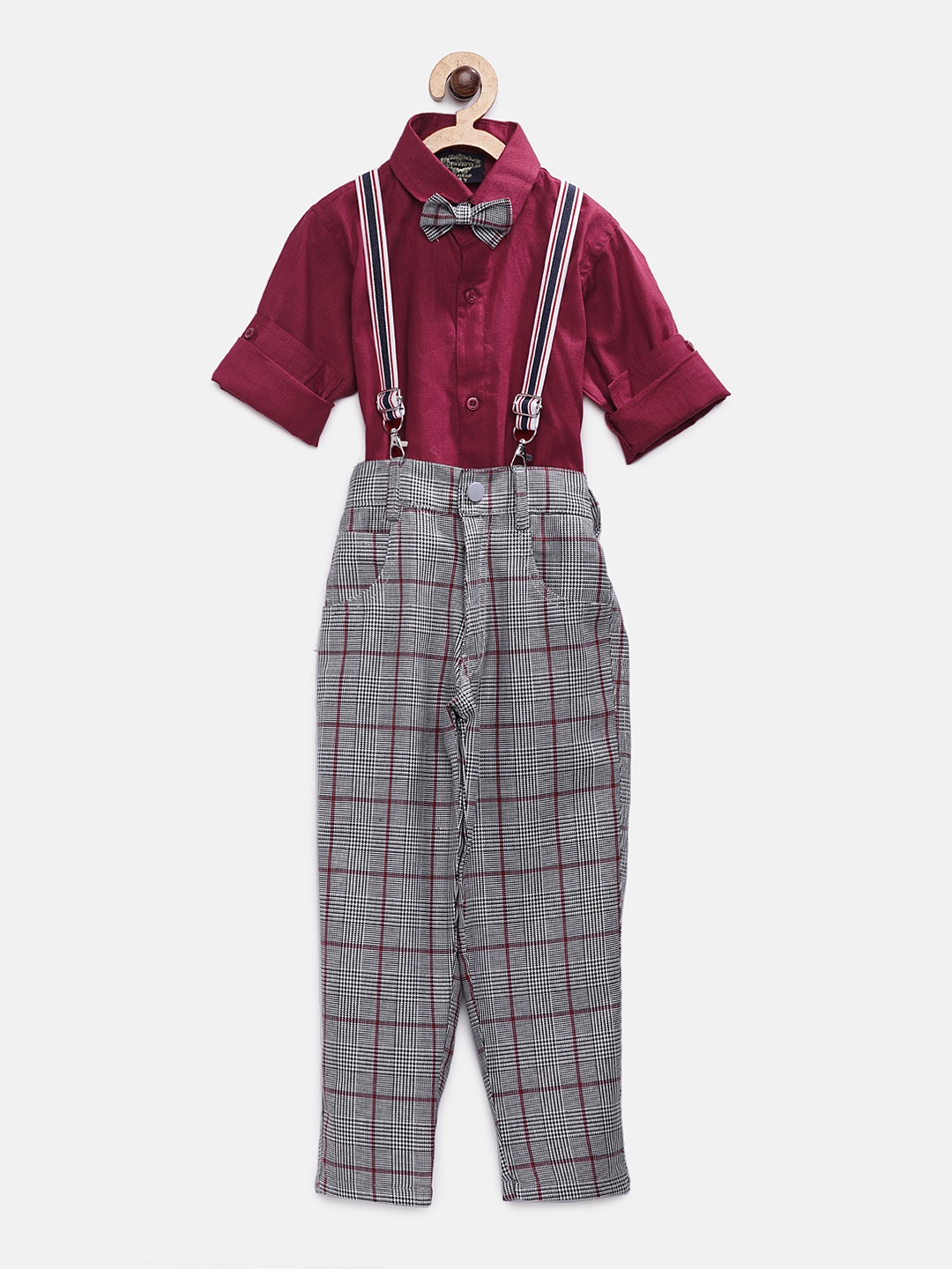

RIKIDOOS Boys Red & White Solid Clothing Set