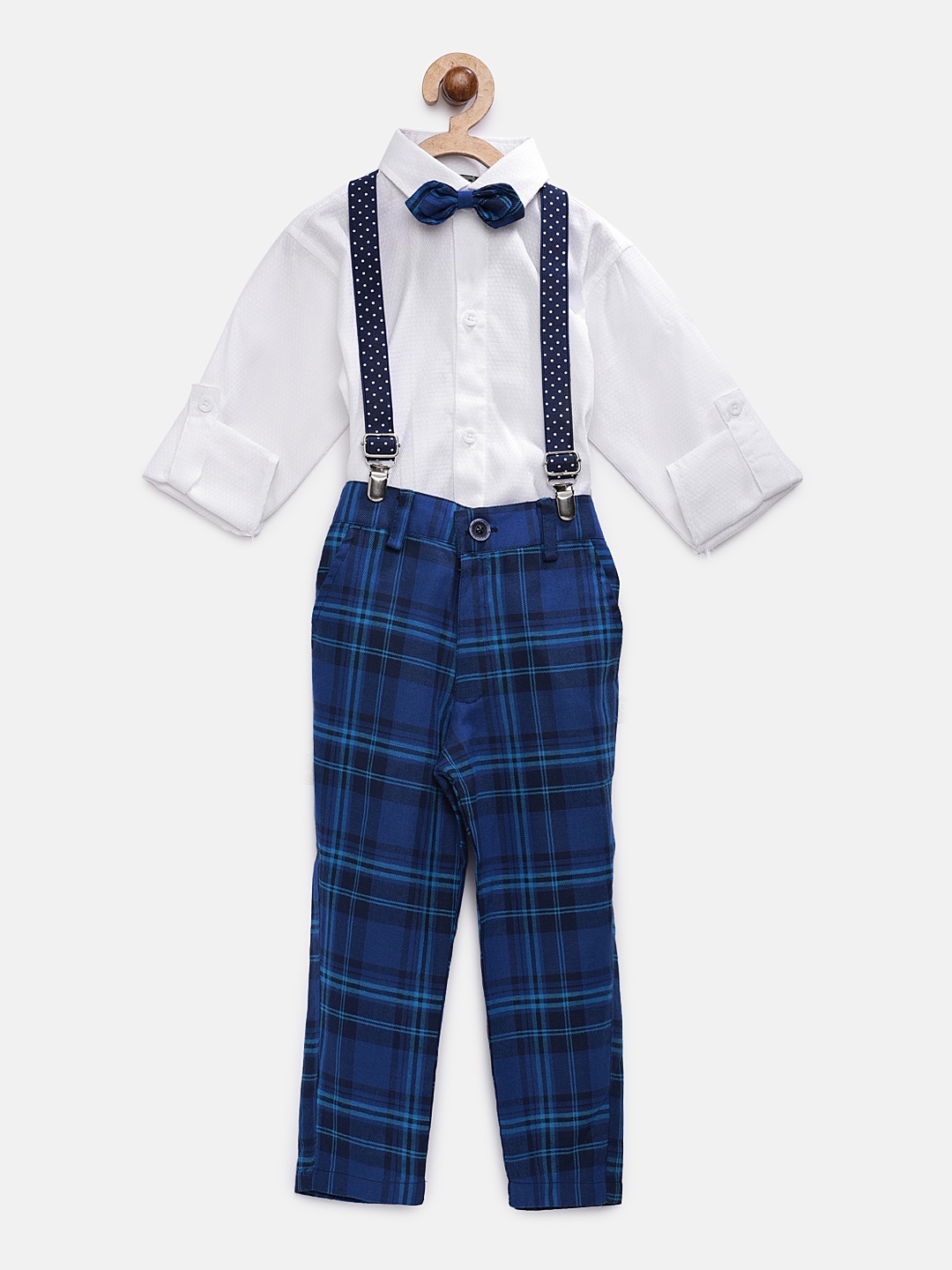 

Rikidoos Boys Blue Stripped Single Breasted Blazer, White