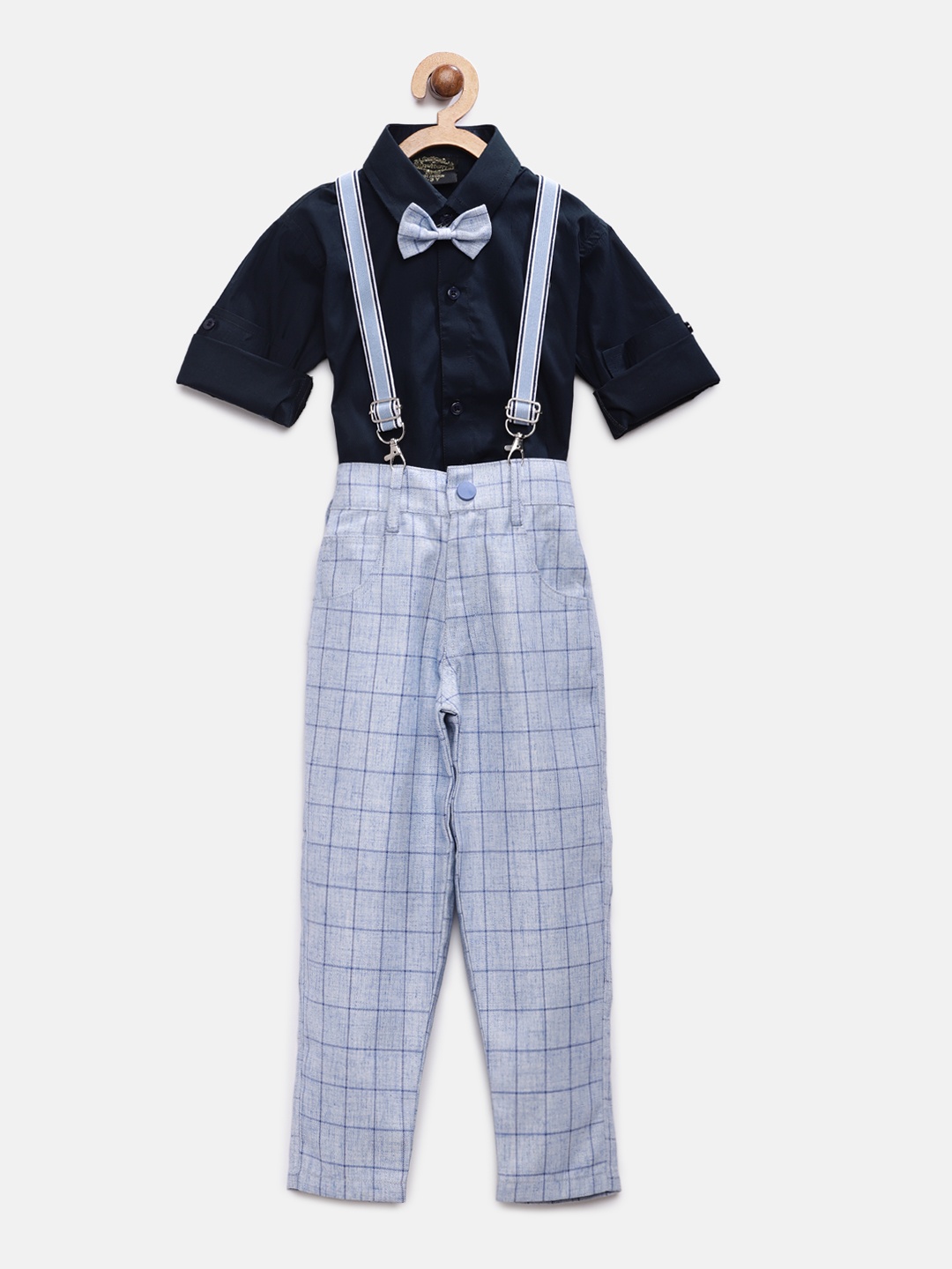 

RIKIDOOS Boys Navy Blue & White Solid Clothing Set