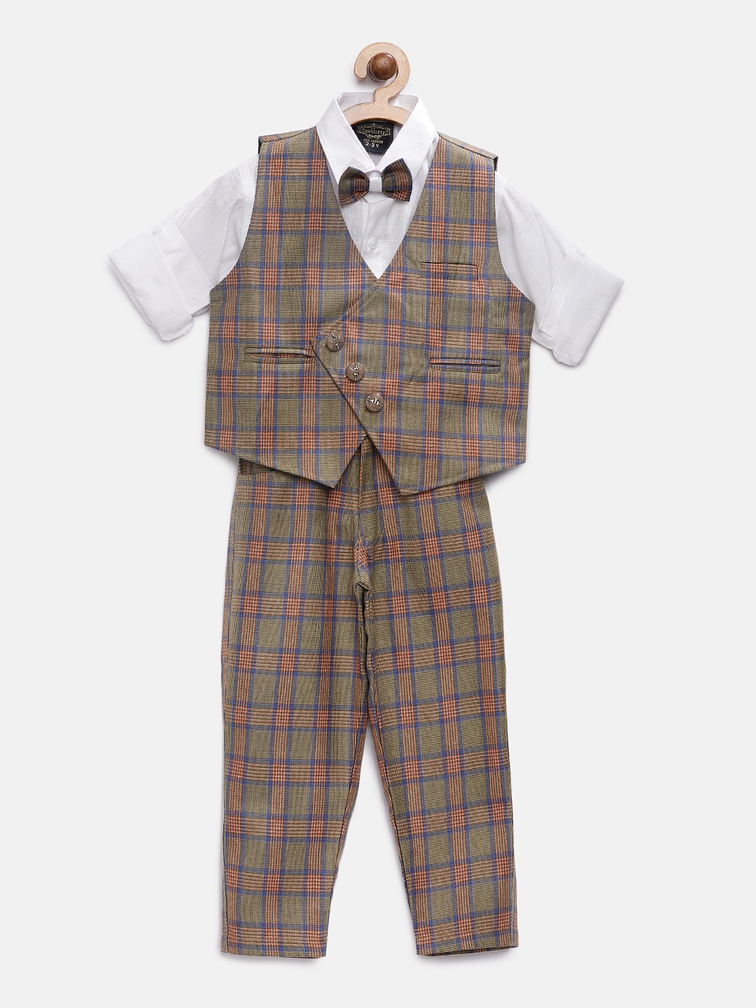 

RIKIDOOS Boys Brown & White Checked Suit