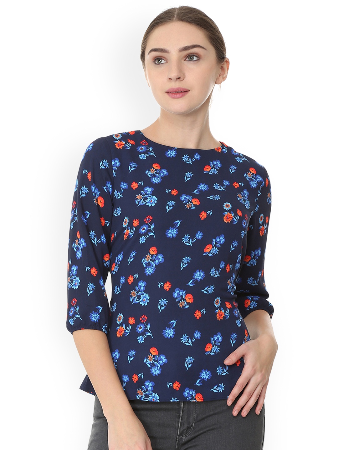 

Allen Solly Woman Navy Blue Printed Top