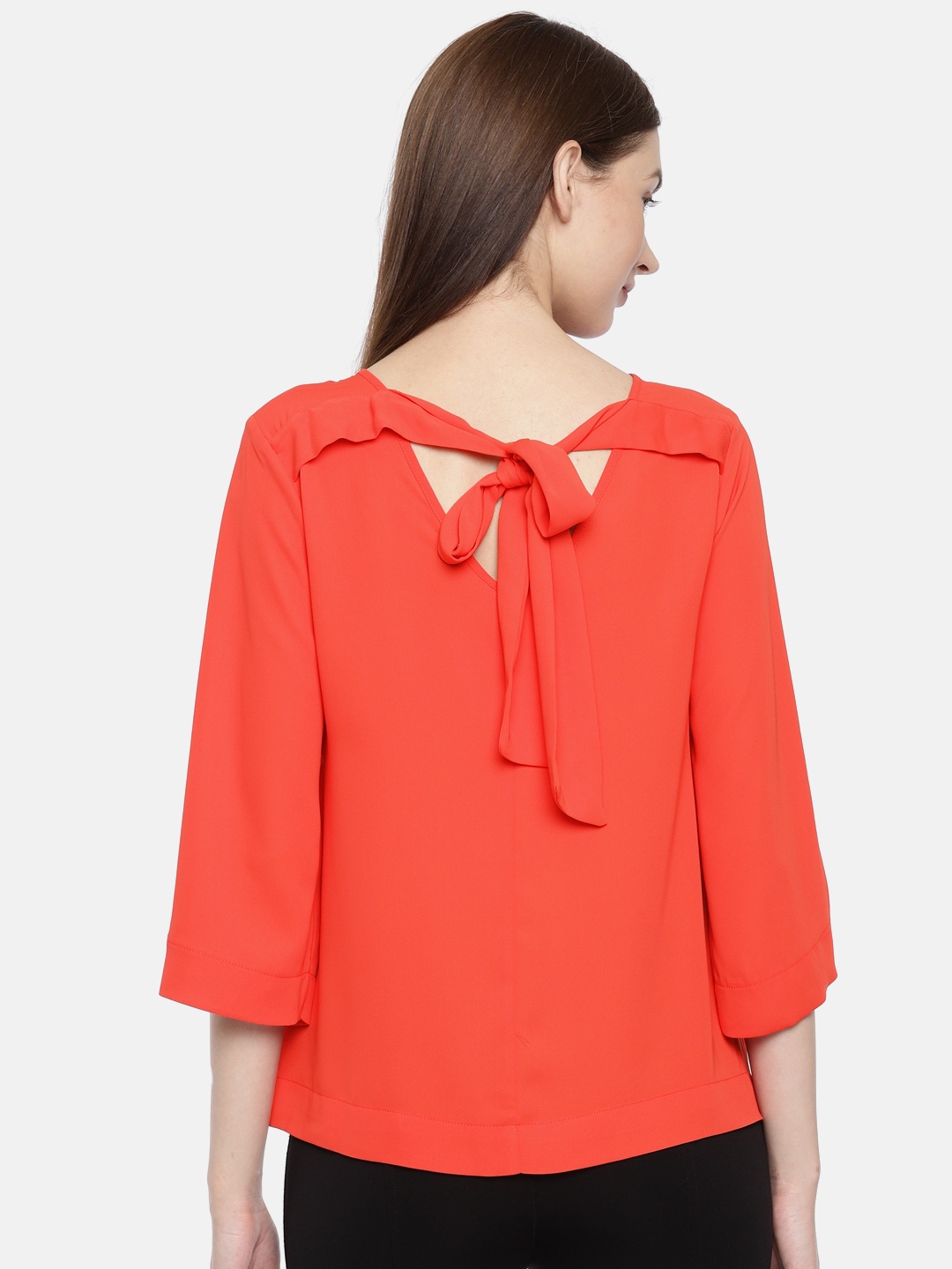 

Allen Solly Woman Women Orange Solid Styled Back Top