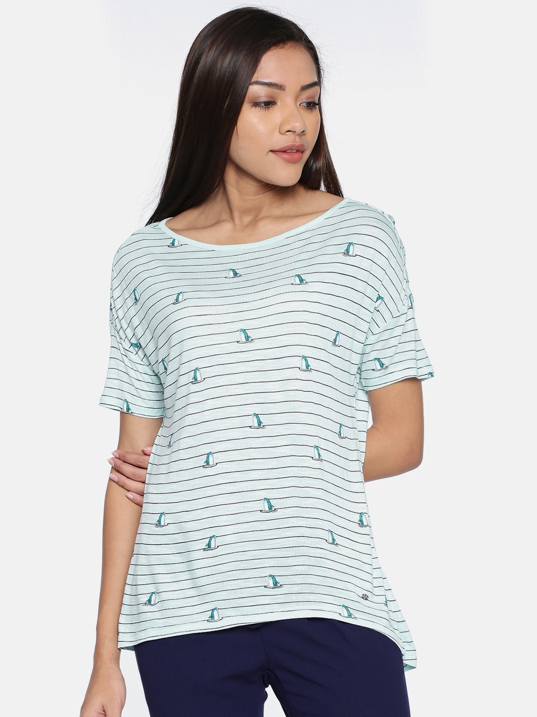 

Allen Solly Woman Blue Striped Top