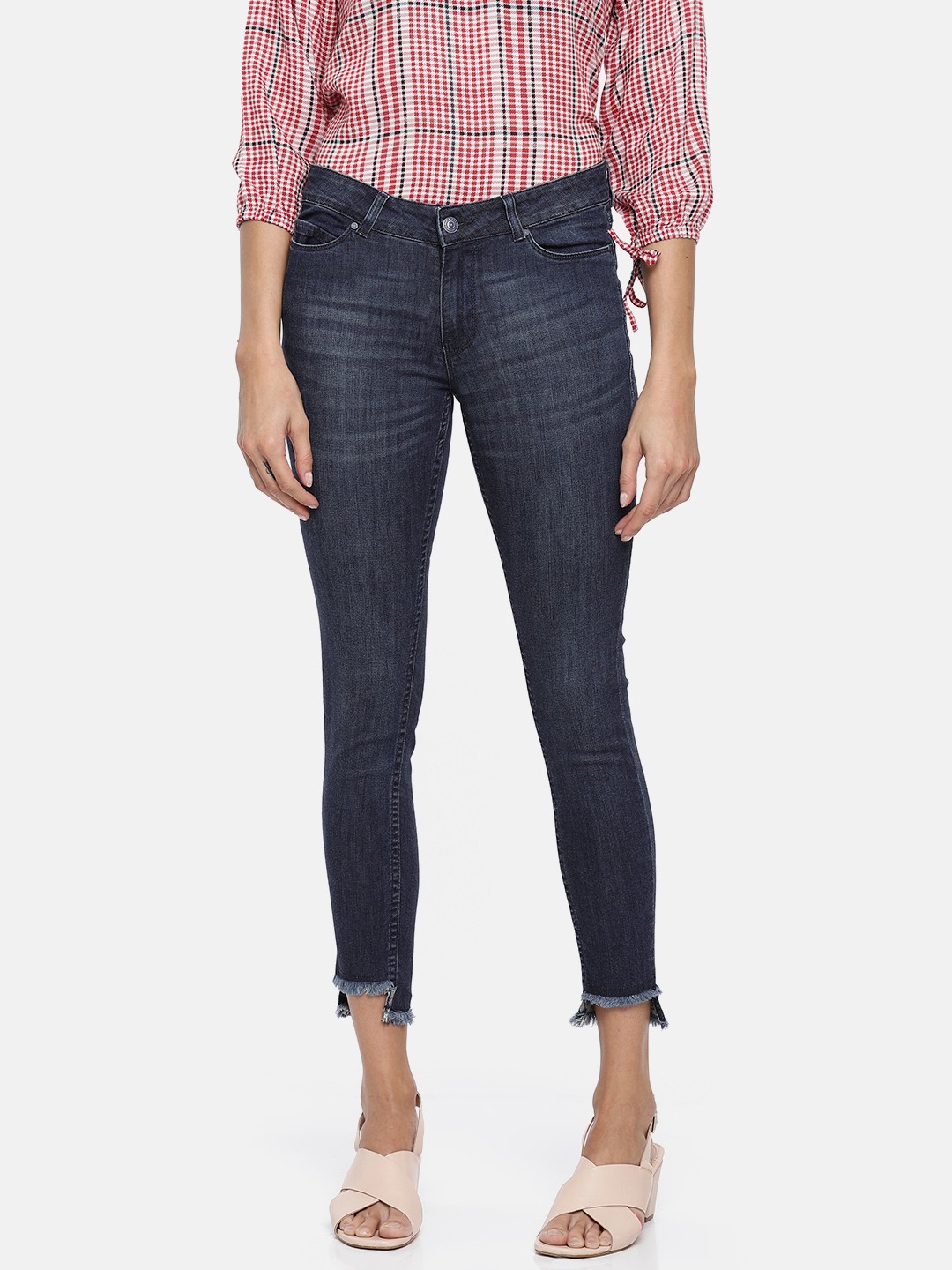 

Allen Solly Woman Women Blue Slim Fit Mid-Rise Clean Look Stretchable Cropped Jeans