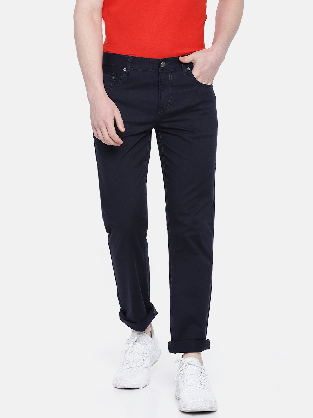 

Calvin Klein Jeans Men Navy Blue Slim Fit Solid Chinos