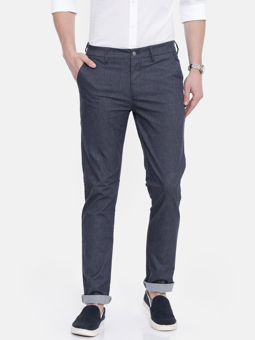 

Calvin Klein Jeans Men Grey Slim Fit Solid Regular Trousers