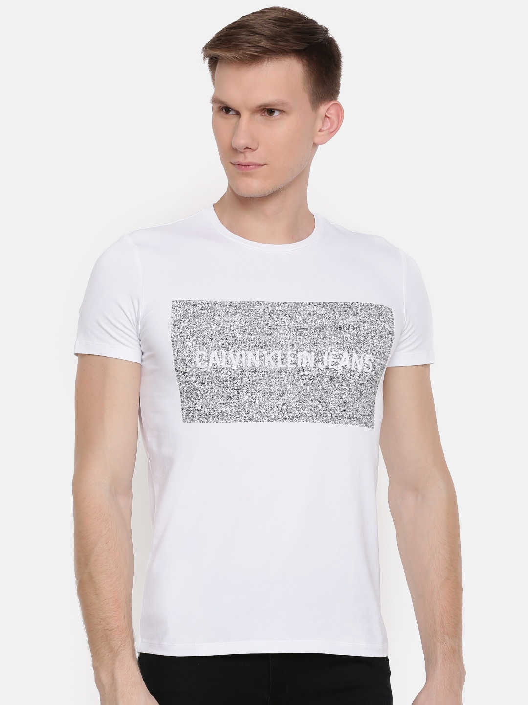

Calvin Klein Jeans Men White Printed Round Neck T-shirt