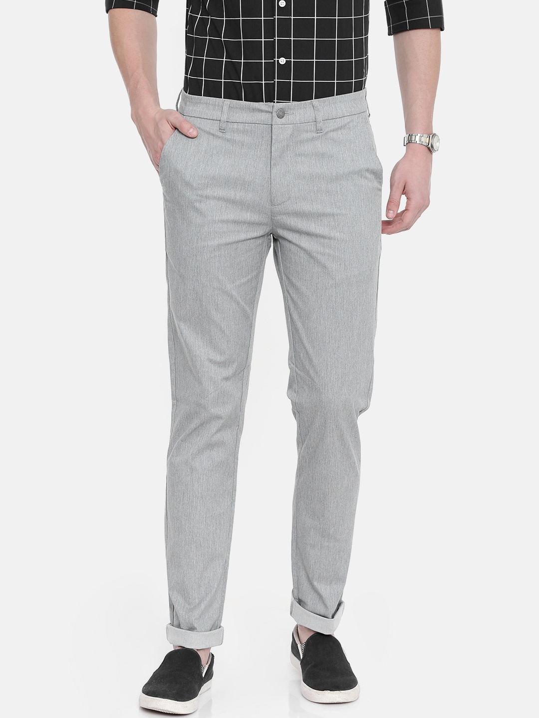 

Calvin Klein Jeans Men Grey Slim Fit Solid Regular Trousers