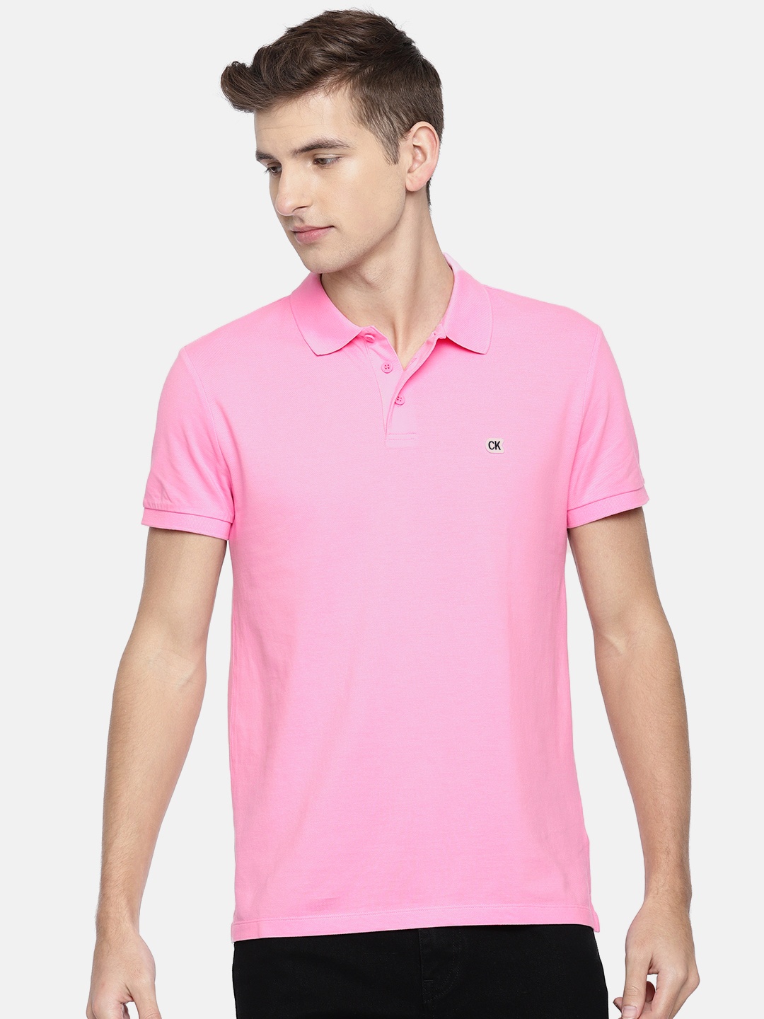 

Calvin Klein Jeans Men Pink Solid Polo T-shirt
