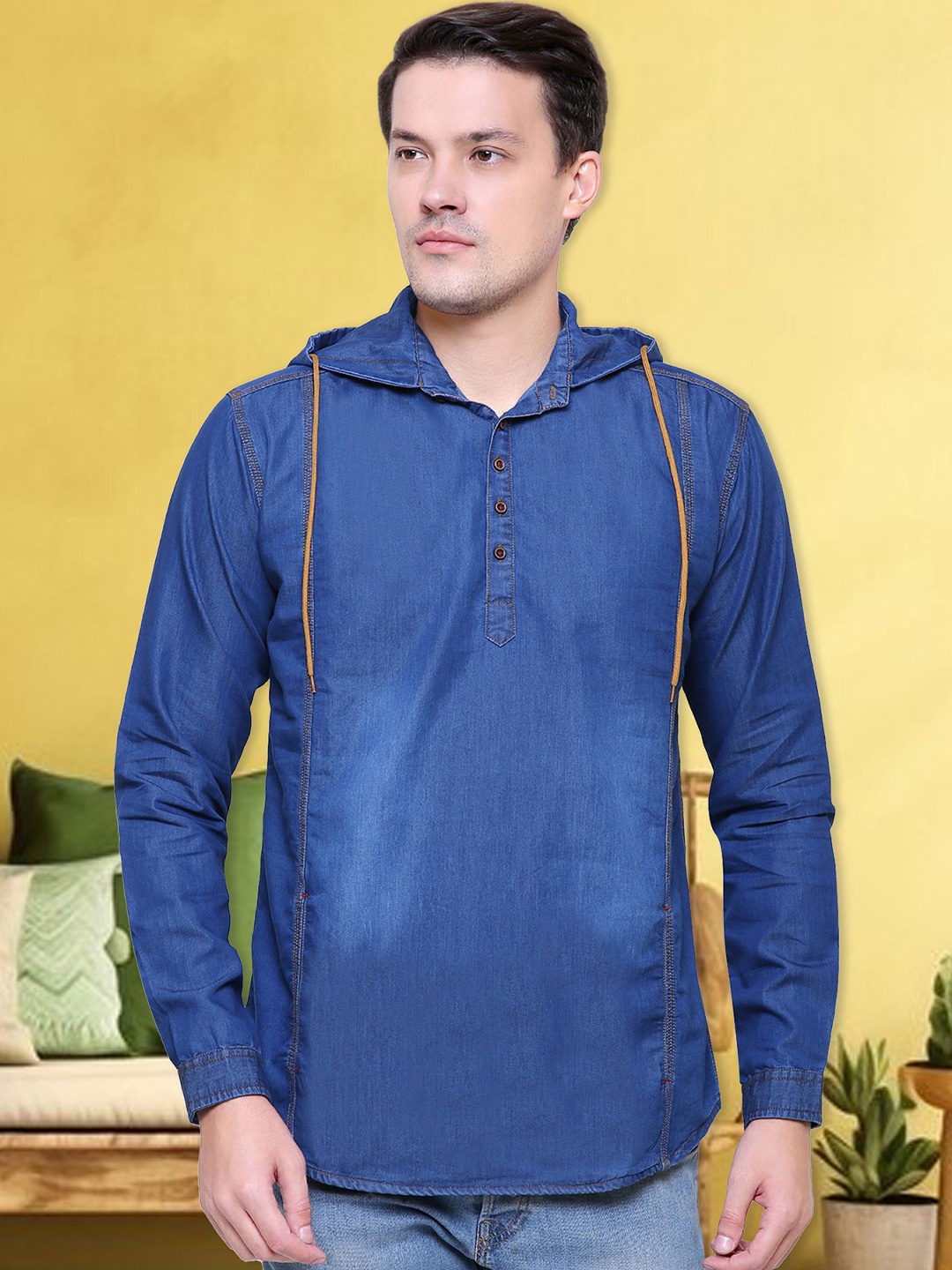 

Kuons Avenue Men Blue Solid Straight Kurta