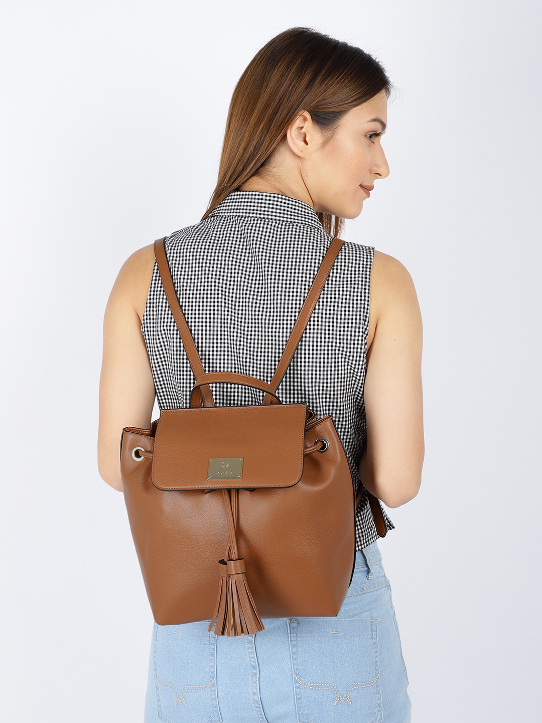 

Allen Solly Women Tan Solid Backpack