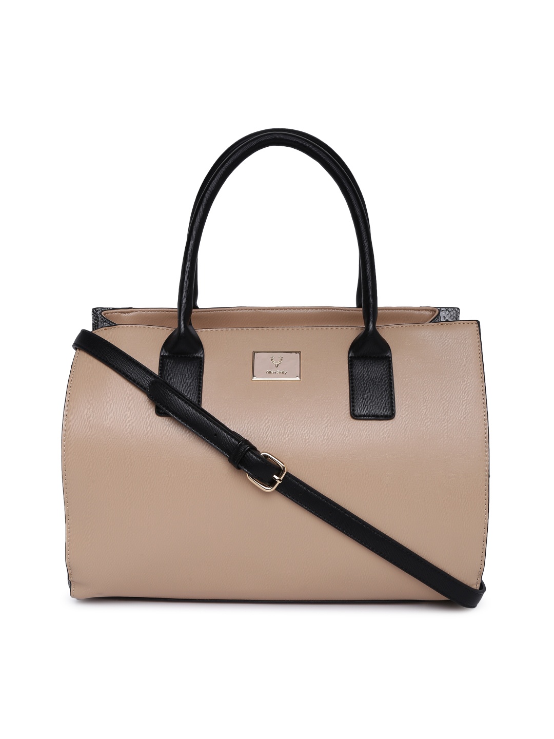 

Allen Solly Beige & Black Solid Handheld Bag