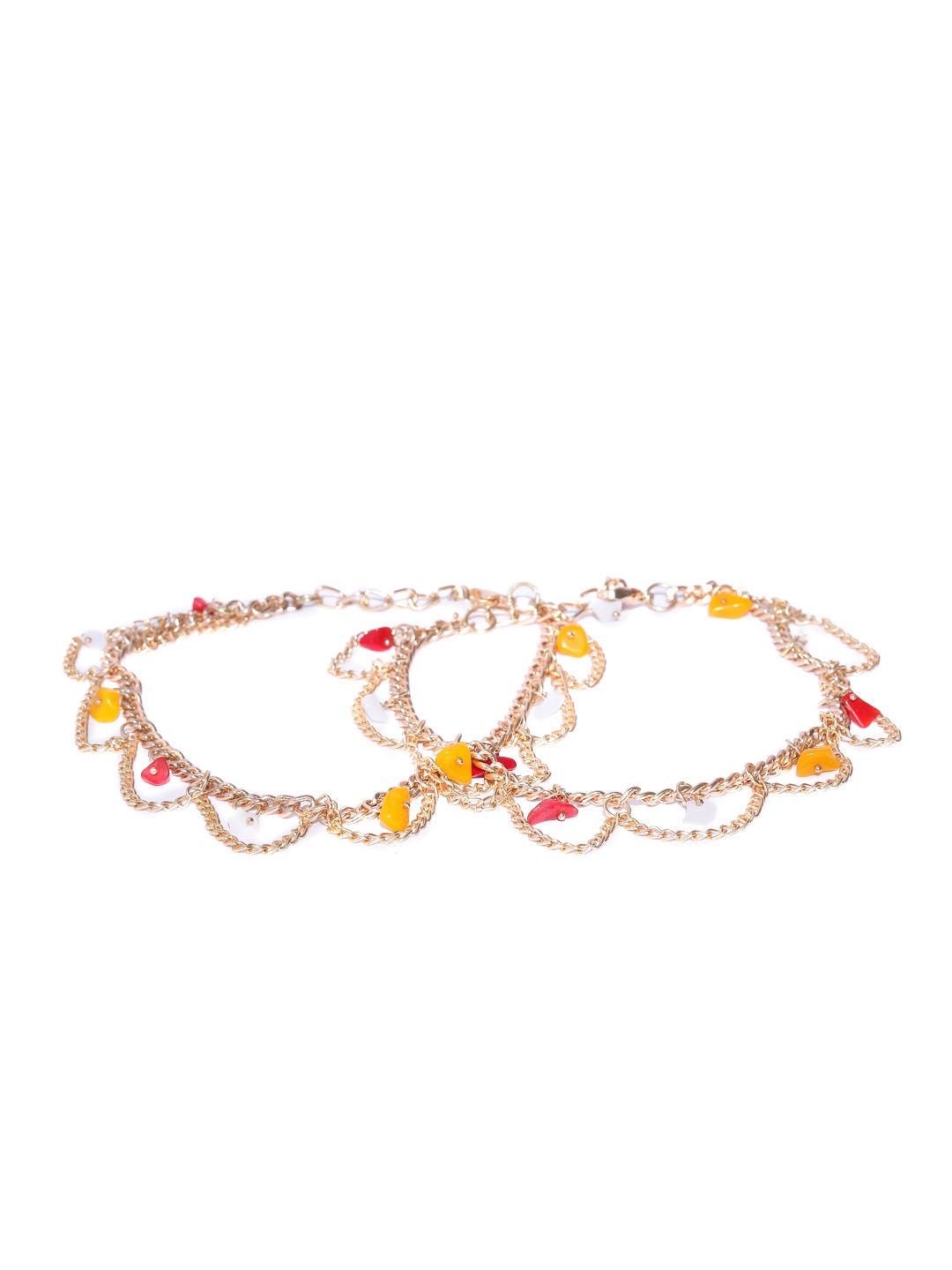 

Blueberry Set of 2 Gold-Plated Layered Beaded Anklets