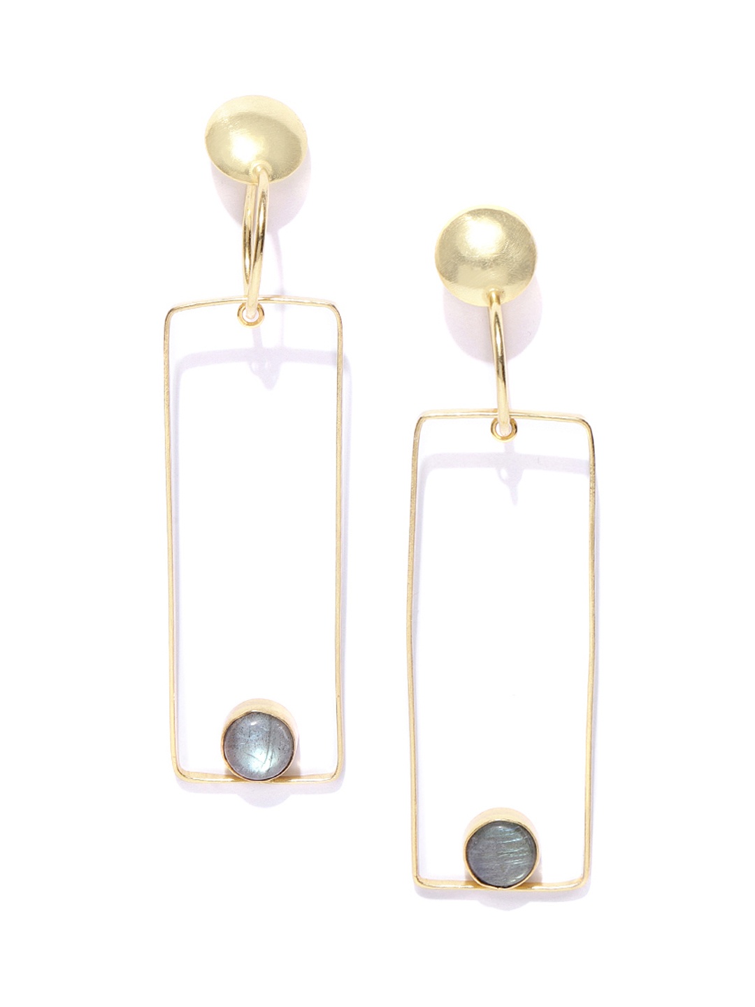 

Blueberry Grey Gold-Plated Handcrafted Geometric Drop Earrings