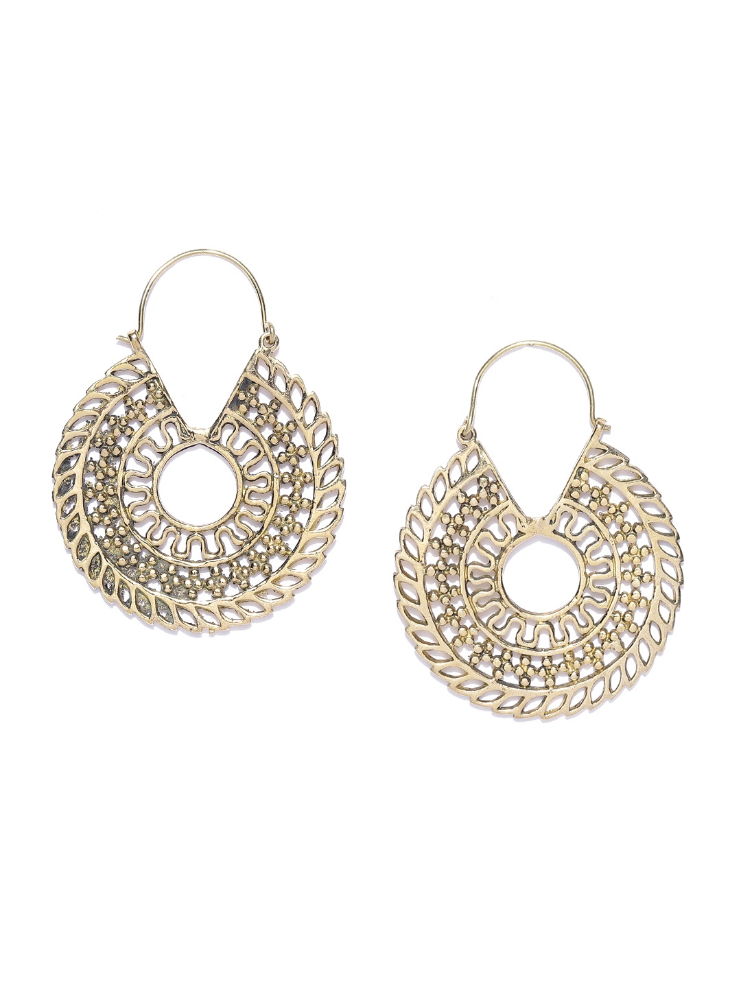 

Blueberry Antique Gold-Plated Circular Hoop Earrings