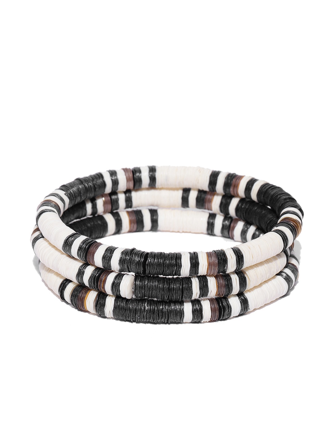 

Blueberry Set of 3 Black & Off-White Handcrafted Elasticated Bracelets
