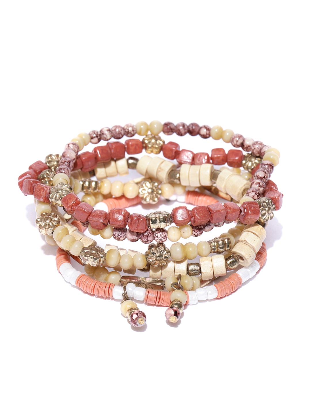 

Blueberry Set of 6 Elasticated Bracelet, Brown