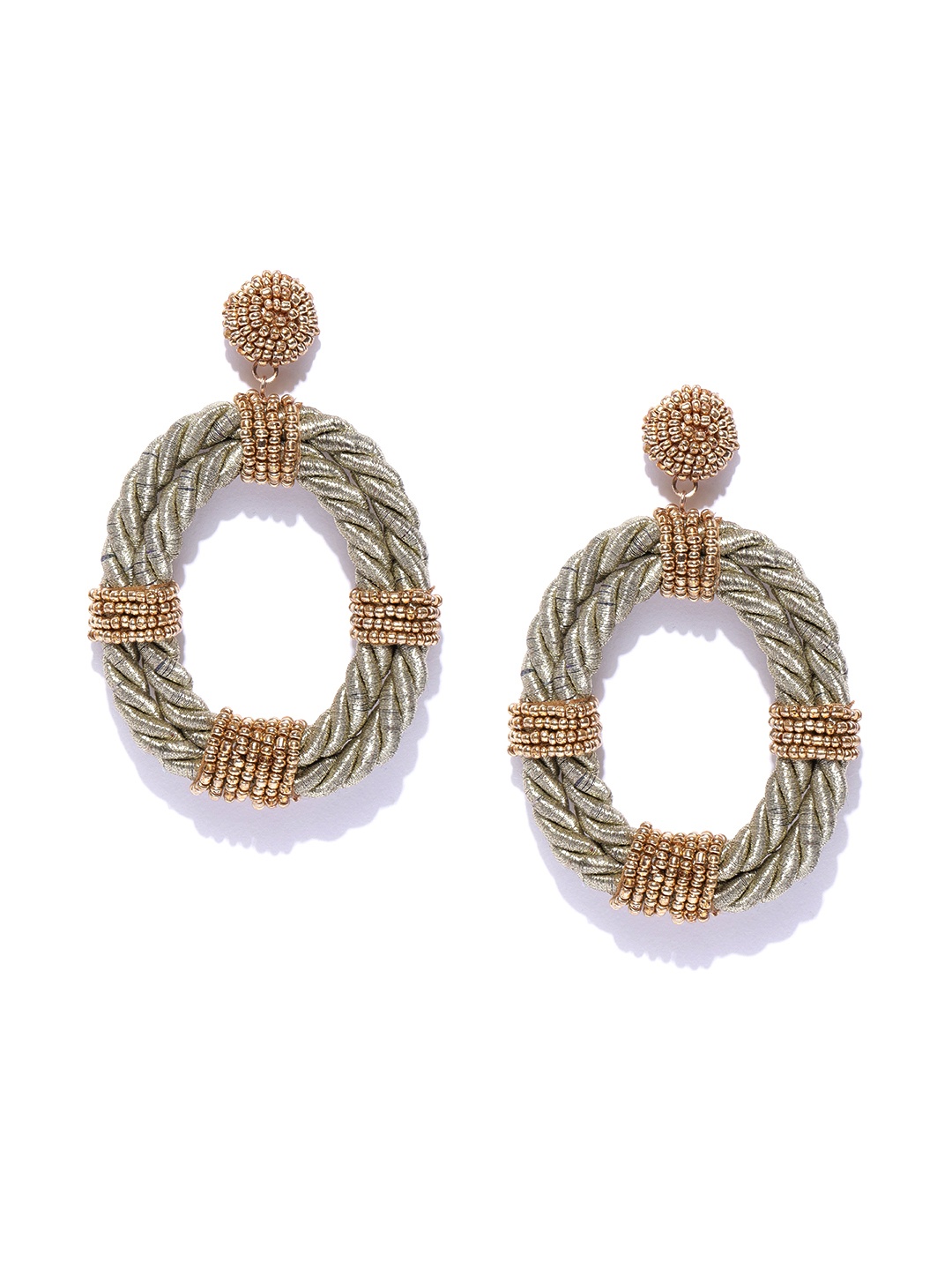 

Blueberry Gold-Plated Beaded Oval Drop Earrings