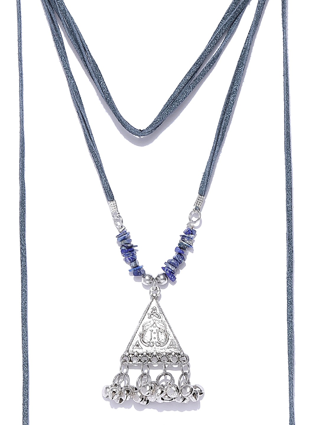 

Blueberry Blue Oxidised Silver-Plated Handcrafted Necklace