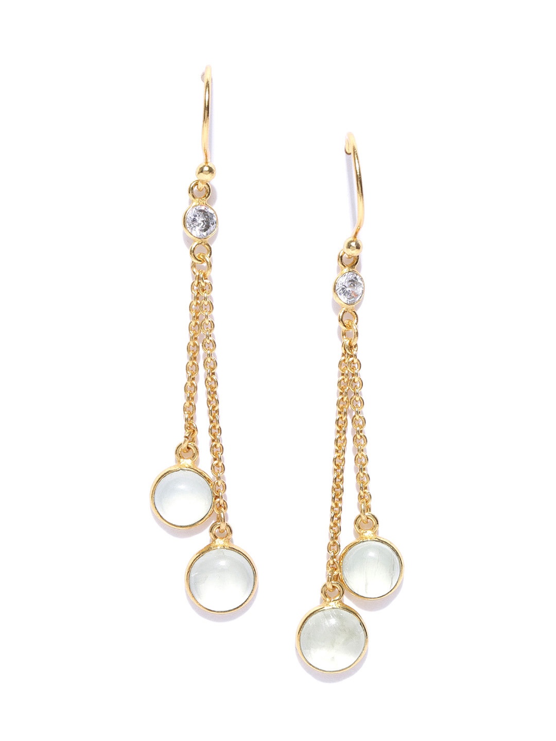 

Blueberry Gold-Plated Agate-Studded Contemporary Drop Earrings