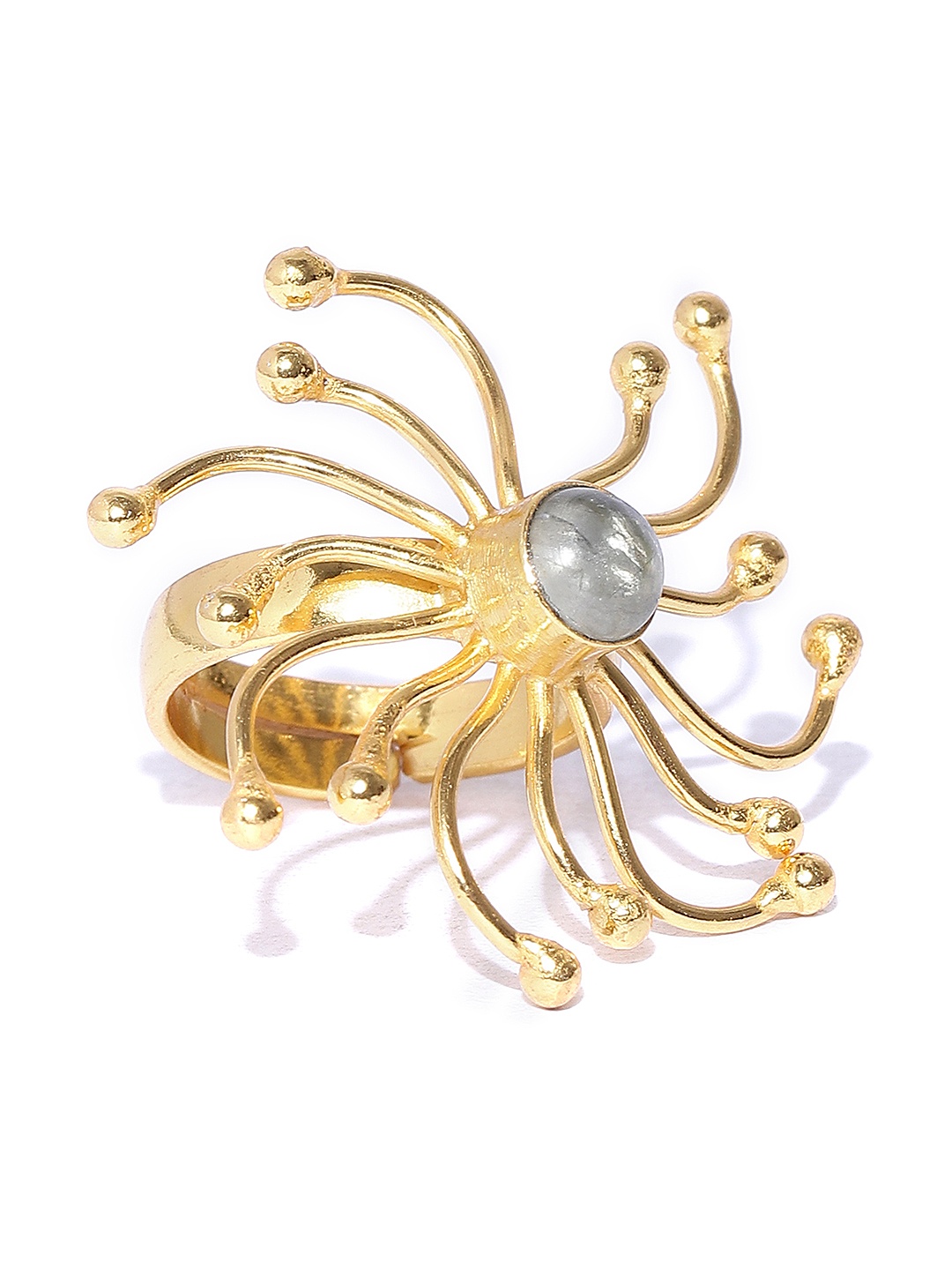 

Blueberry Grey Gold-Plated Handcrafted Adjustable Ring