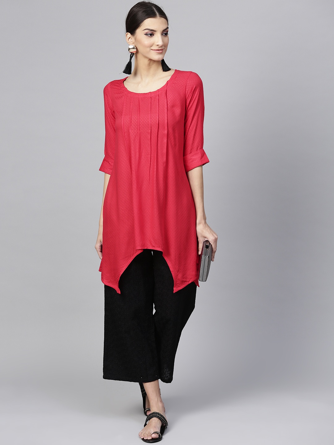 

Gerua By Libas Women Red Black Self Design Kurta with Palazzos