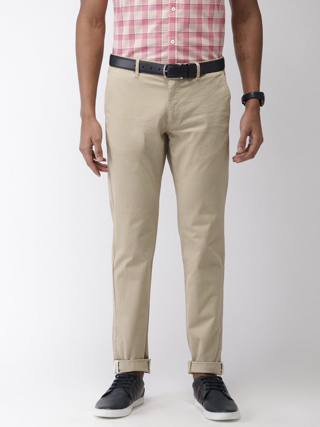 

Indian Terrain Men Khaki Brooklyn Slim Fit Solid Chinos