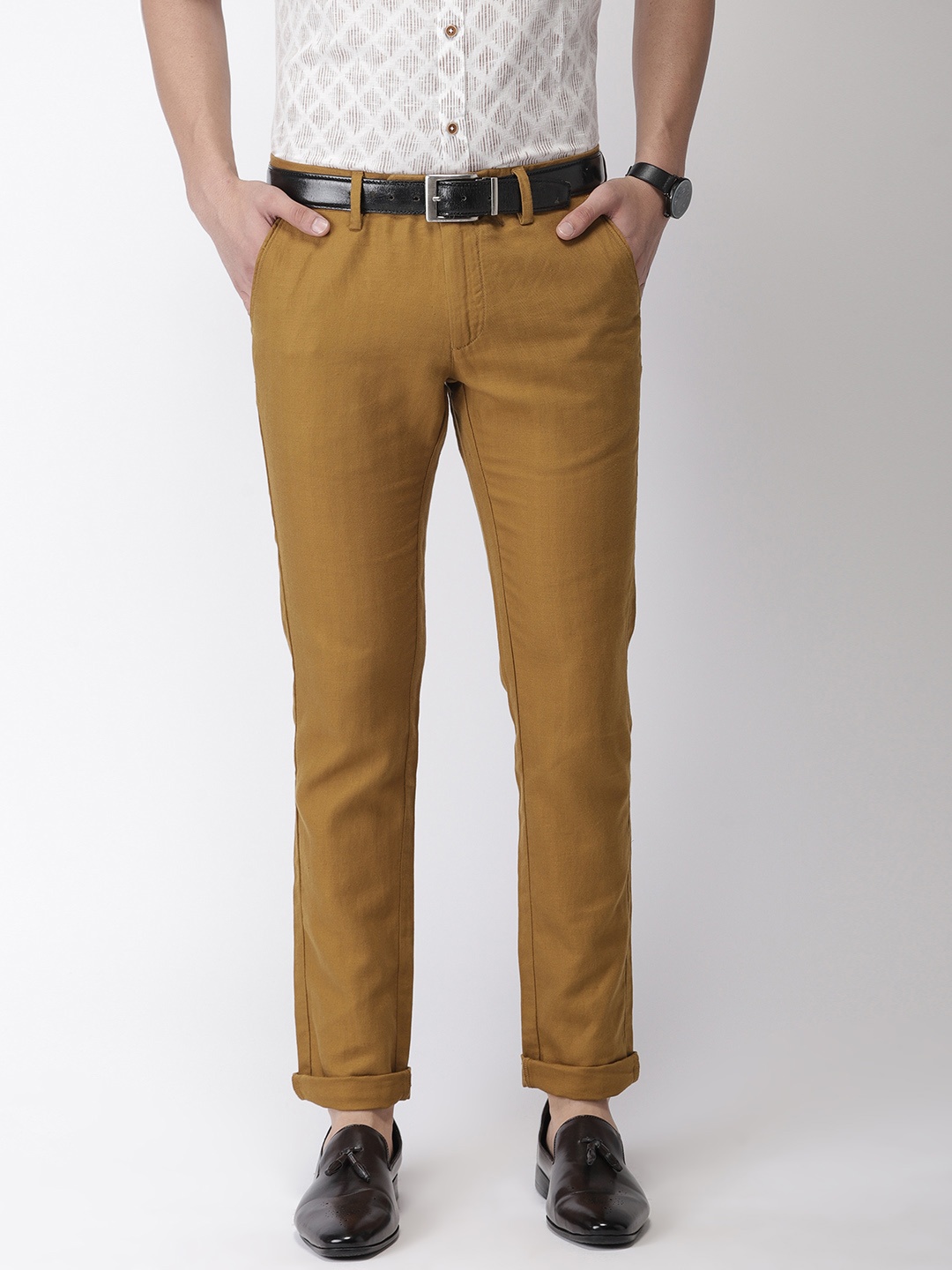 

Indian Terrain Men Camel Brown Brooklyn Slim Fit Solid Regular Trousers