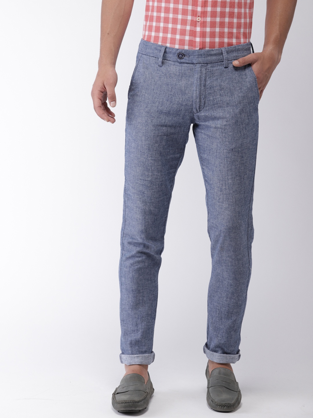 

Indian Terrain Men Blue Brooklyn Slim Fit Solid Trousers