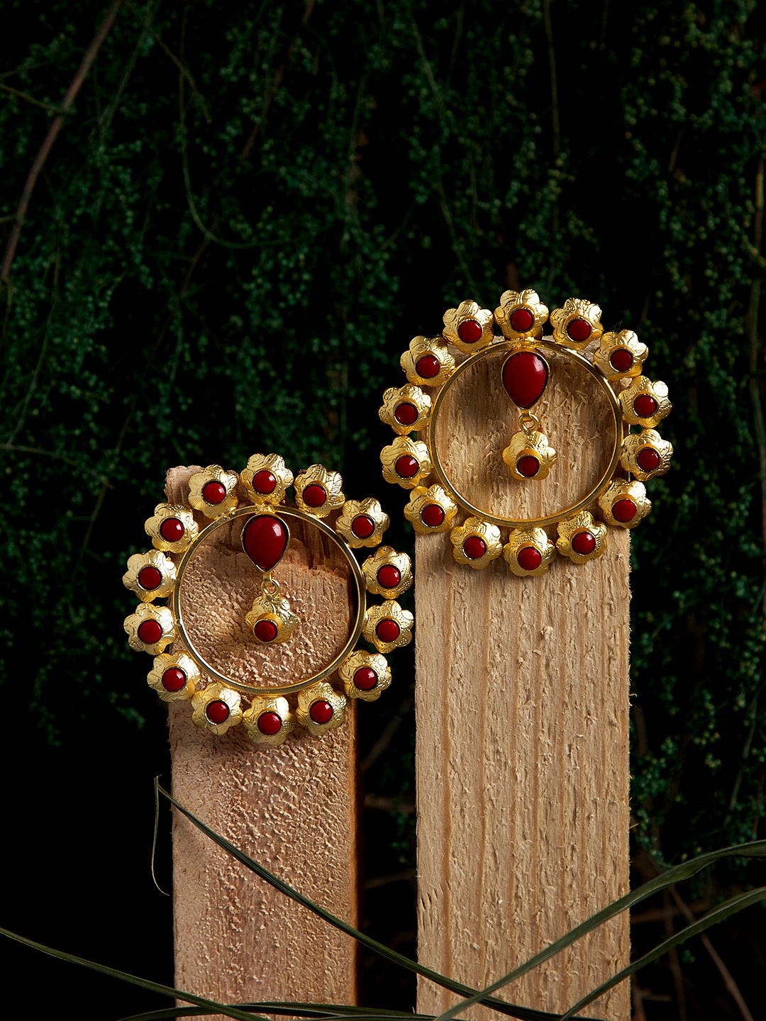 

PANASH Red Gold-Plated Handcrafted Circular Studs