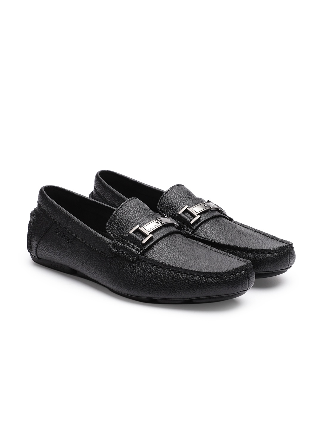 

Calvin Klein Men Black Textured Leather Loafers
