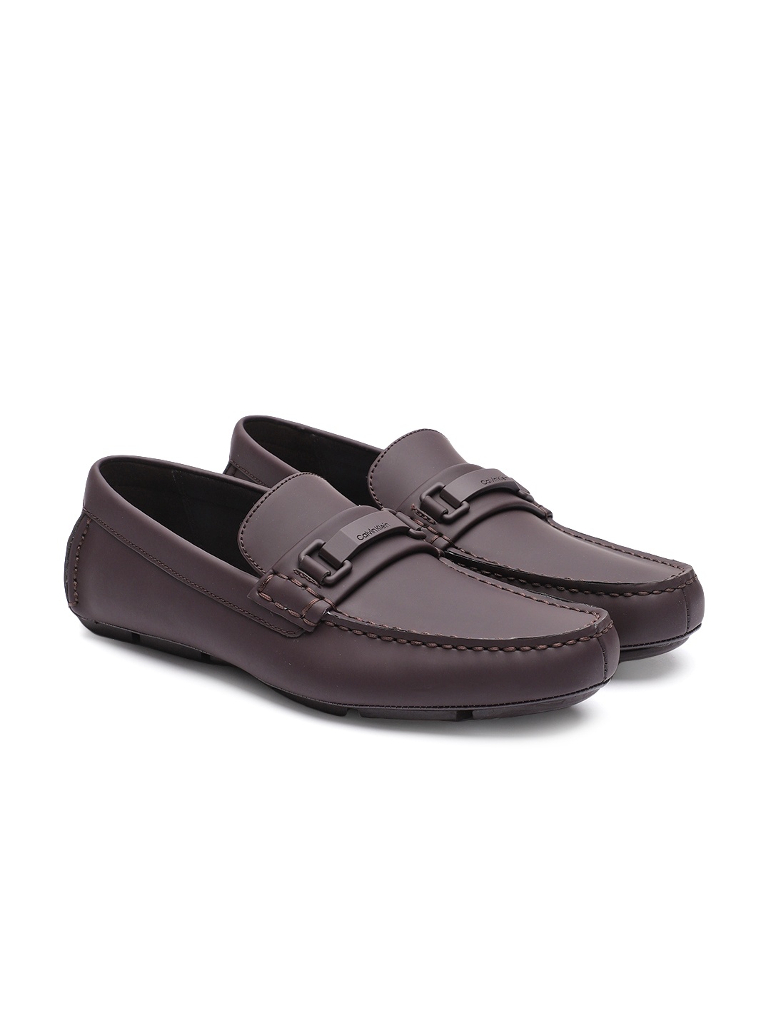 

Calvin Klein Men Brown Rubberized Leather Loafers