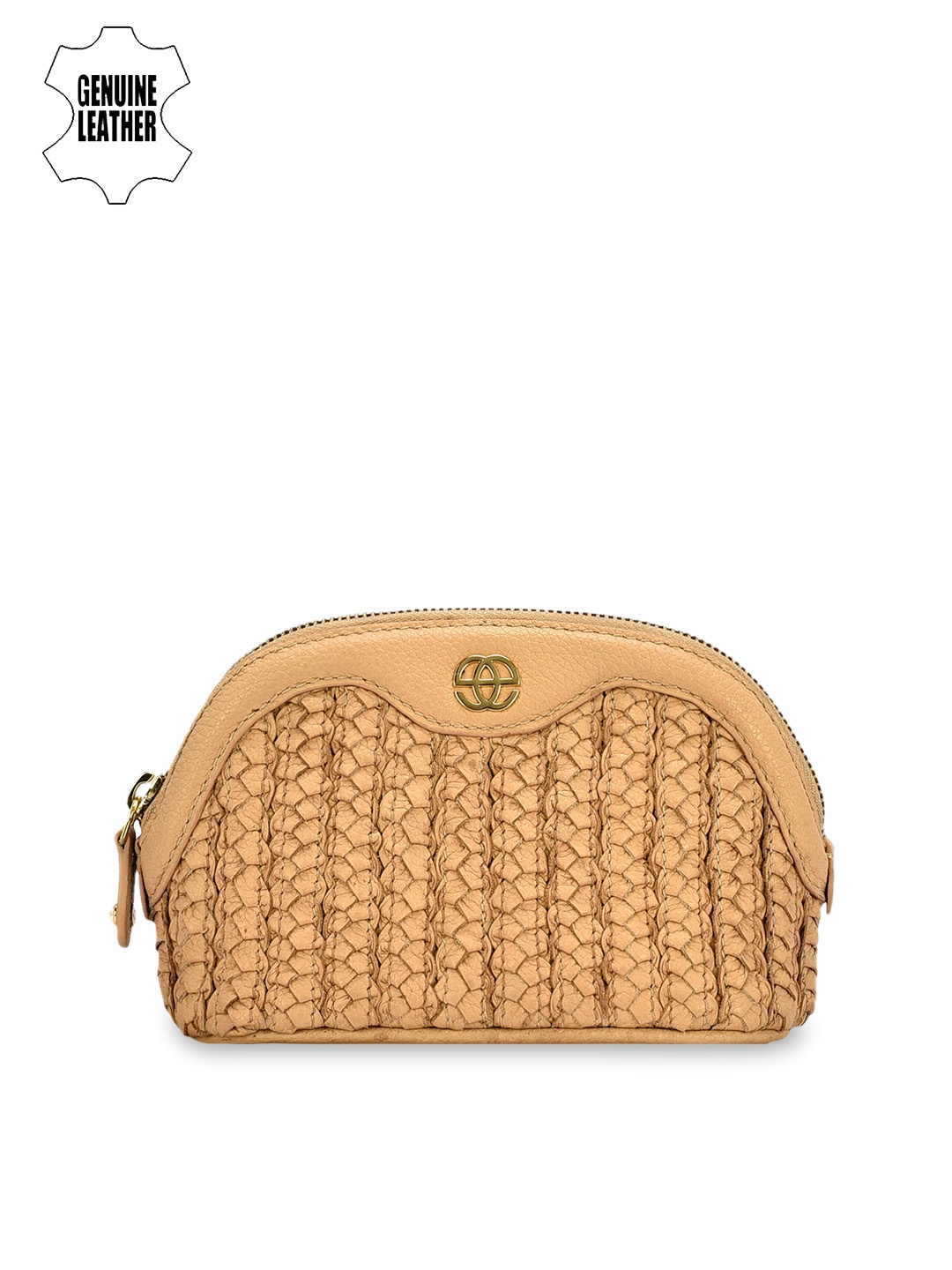 

Eske Women Beige Textured Leather Travel Pouch