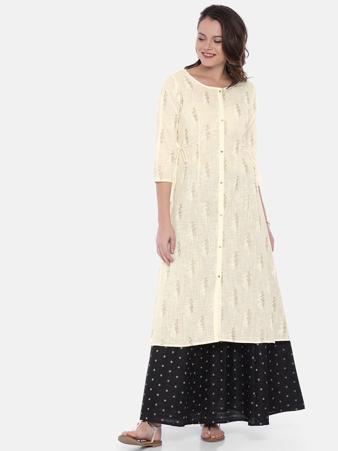 

Span Women Off-White Floral Printed A-Line Kurta
