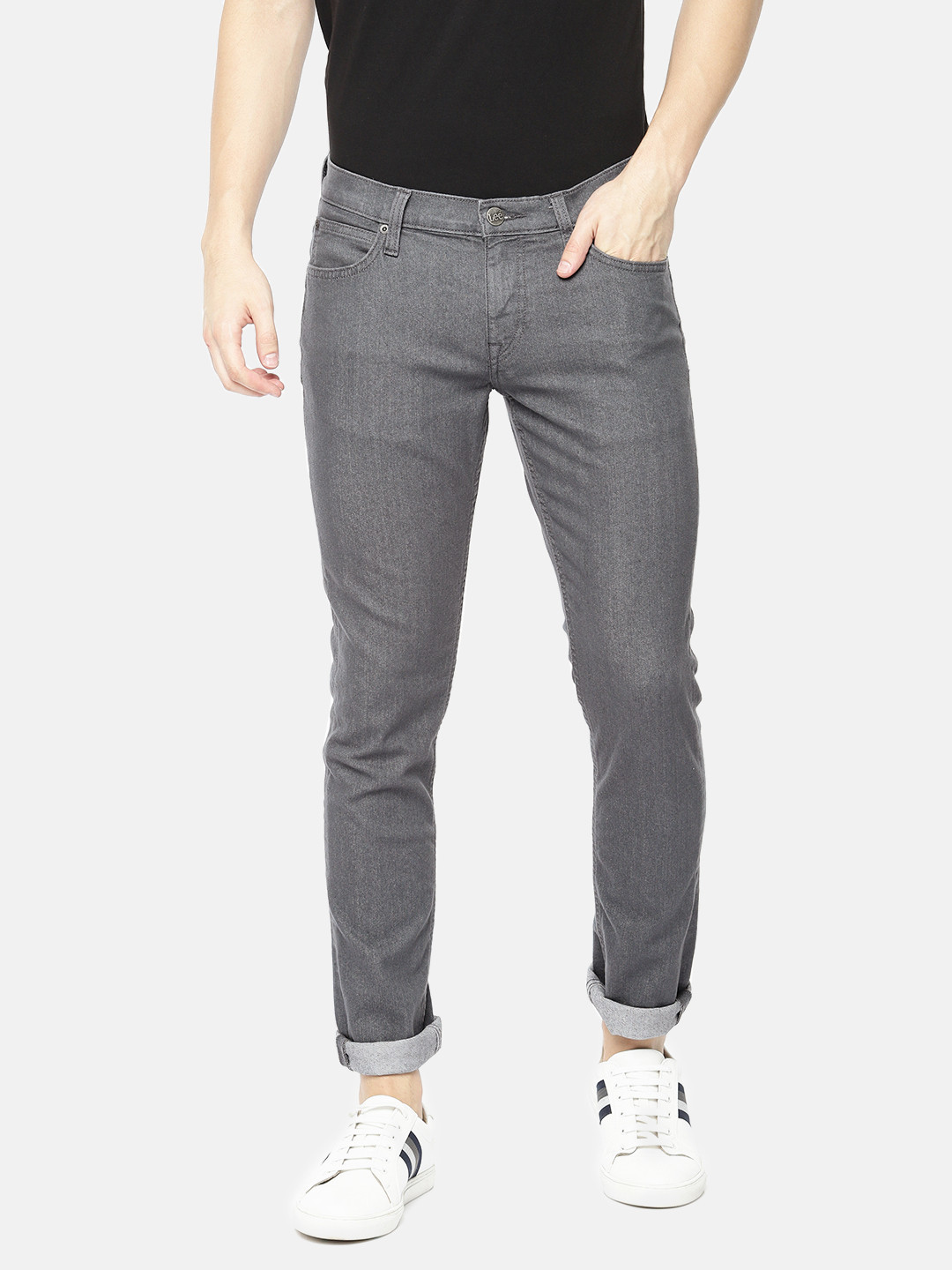 

Lee Men Grey Bruce Skinny Fit Low-Rise Clean Look Stretchable Jeans