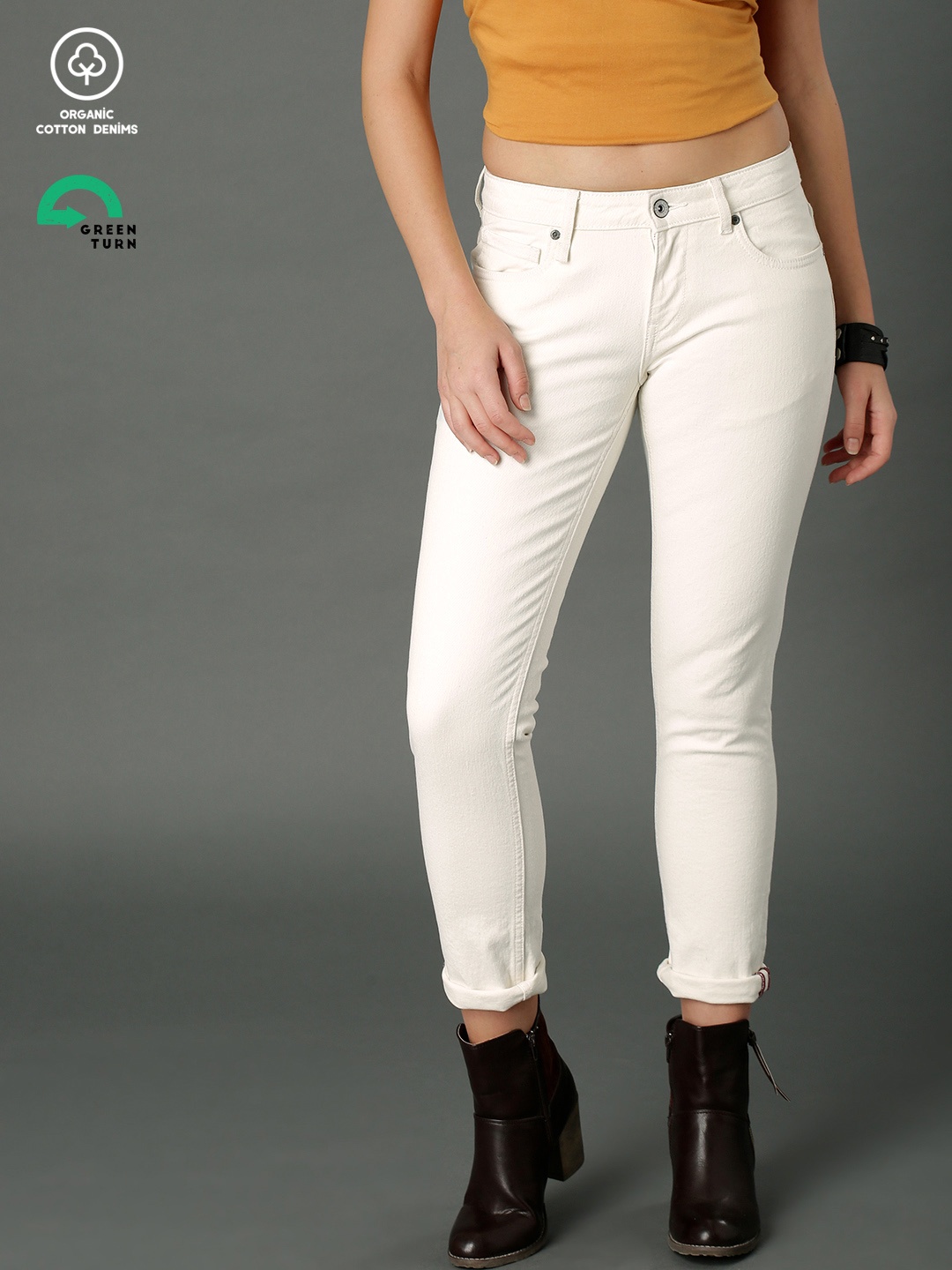 

Roadster Women White Slim Fit Mid-Rise Organic Cotton Stretchable Jeans
