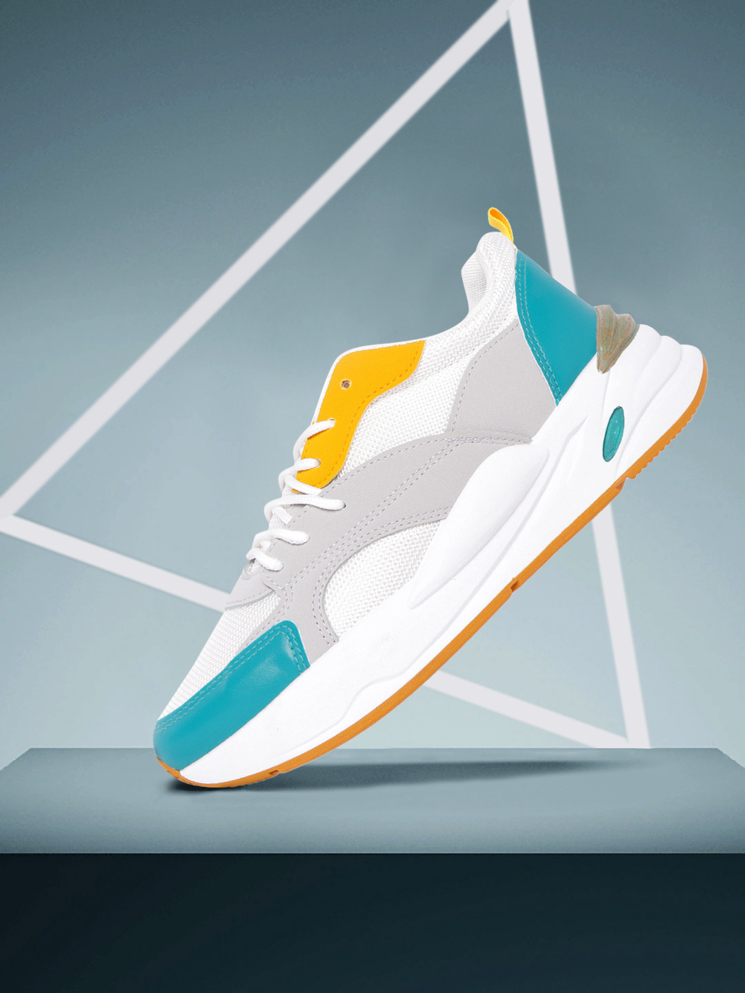 

Roadster Women White & Teal Blue Colourblocked Sneakers