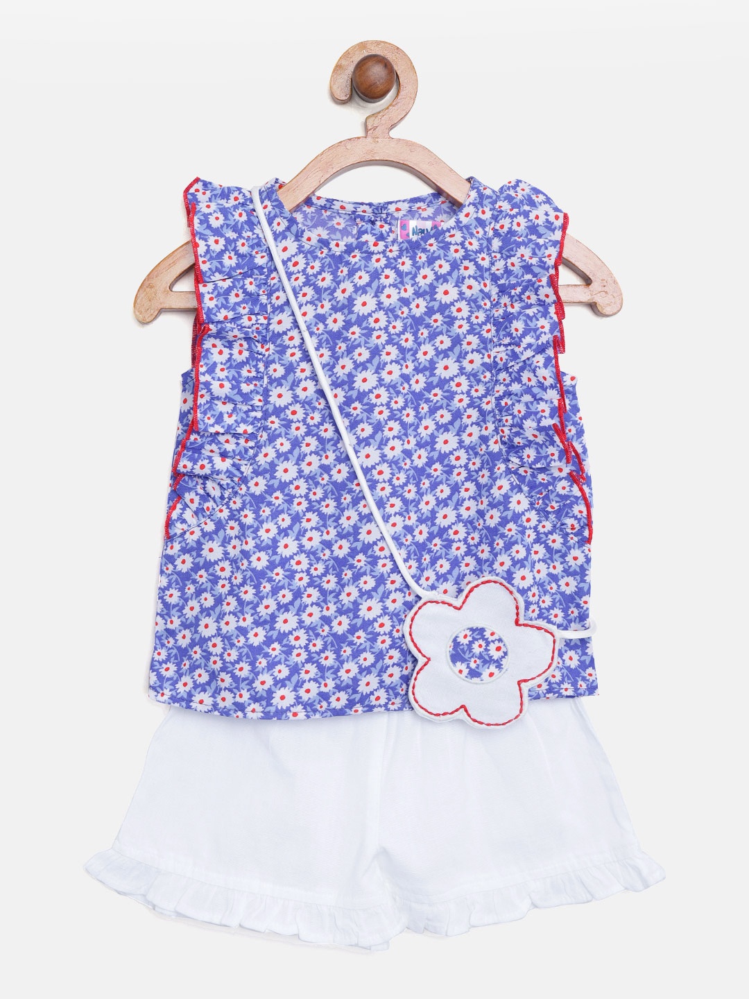 

Nauti Nati Girls Blue & White Printed Top with Shorts