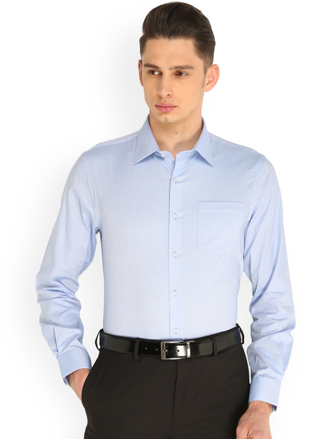 

Arrow Men Blue Regular Fit Self Design Formal Shirt