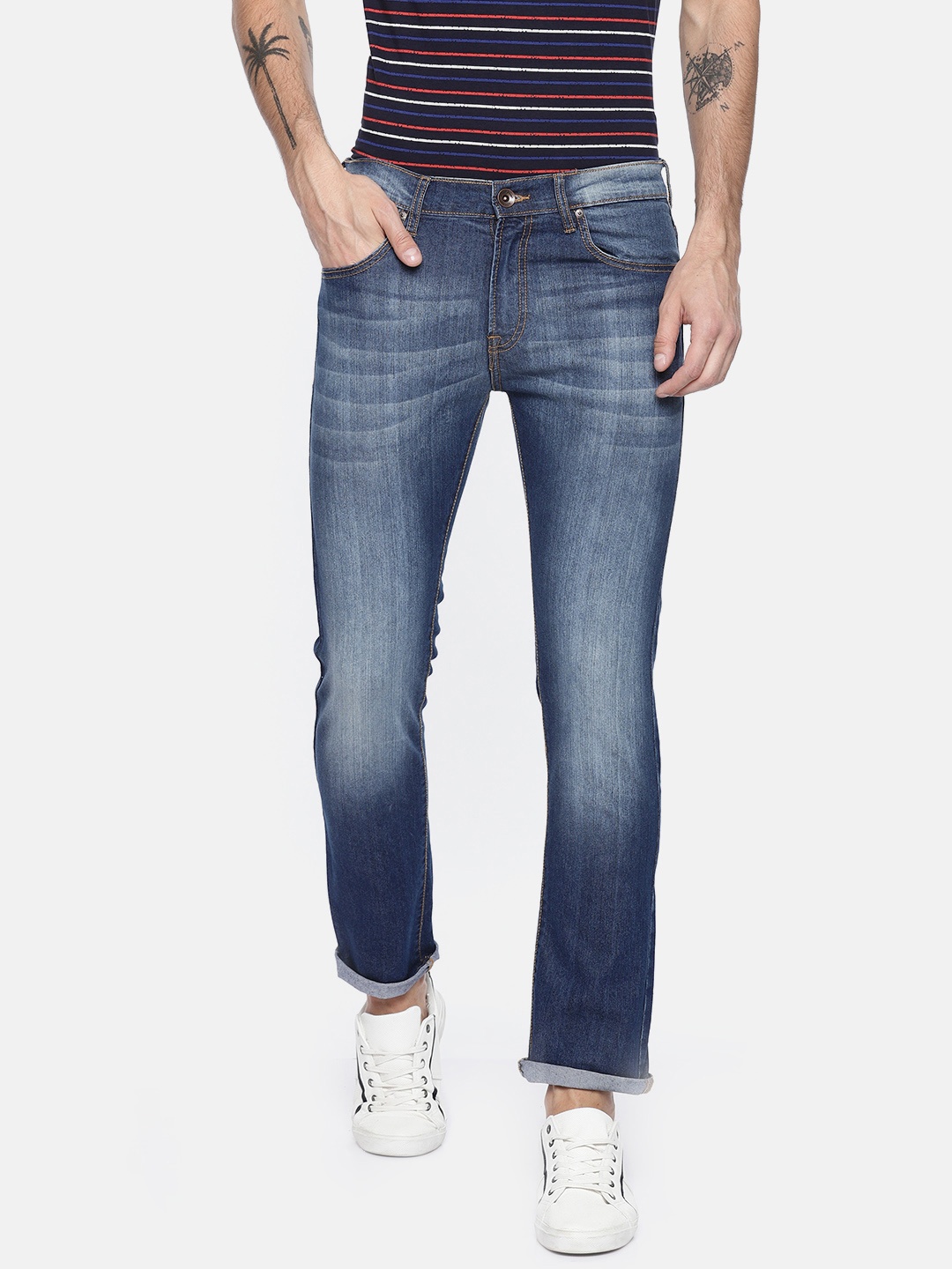 

Pepe Jeans Men Blue Vapour Slim Fit Low-Rise Clean Look Stretchable Jeans