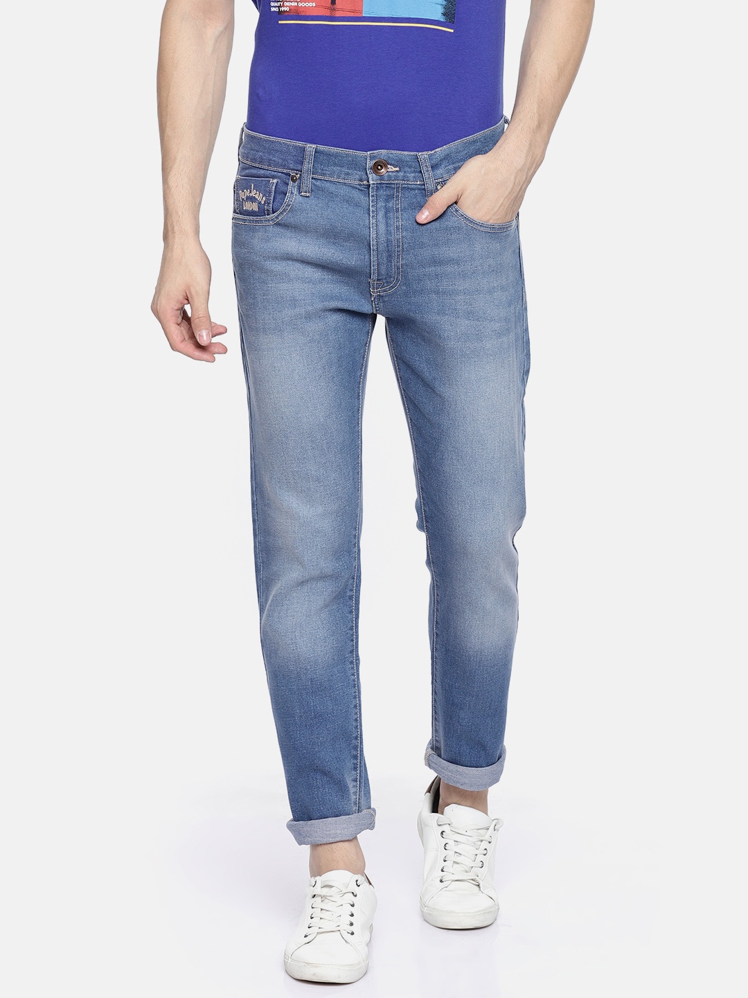

Pepe Jeans Men Blue Vapour Slim Fit Low-Rise Clean Look Stretchable Jeans